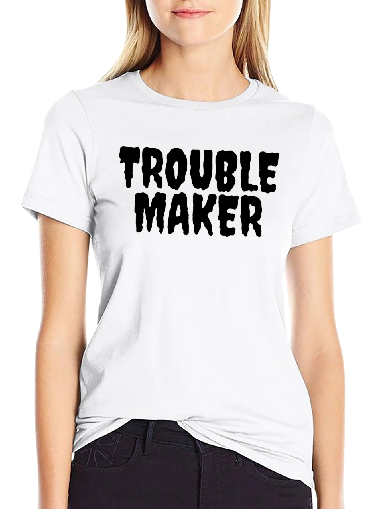 Trouble Maker Graphic Tee - Black Cotton Casual T-Shirt
