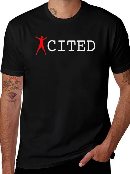 Excited Black Cotton Blend T-Shirt