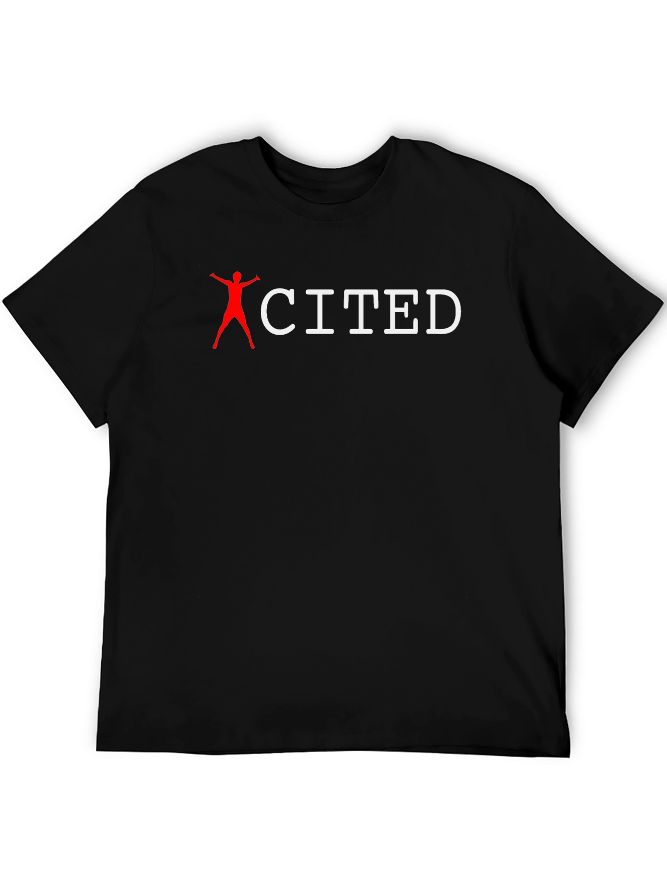 Excited Black Cotton Blend T-Shirt