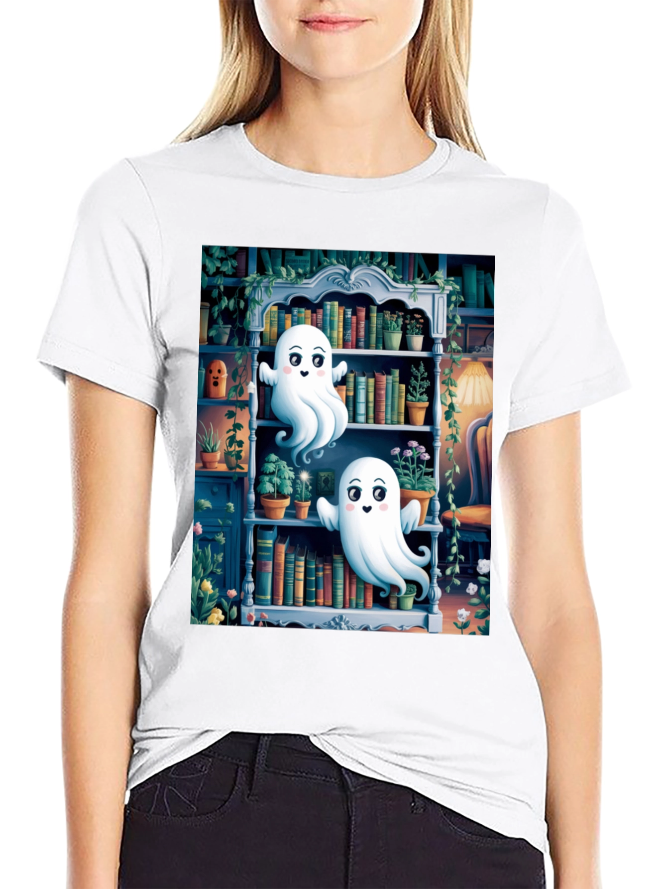 Spooky Library Ghost T-Shirt