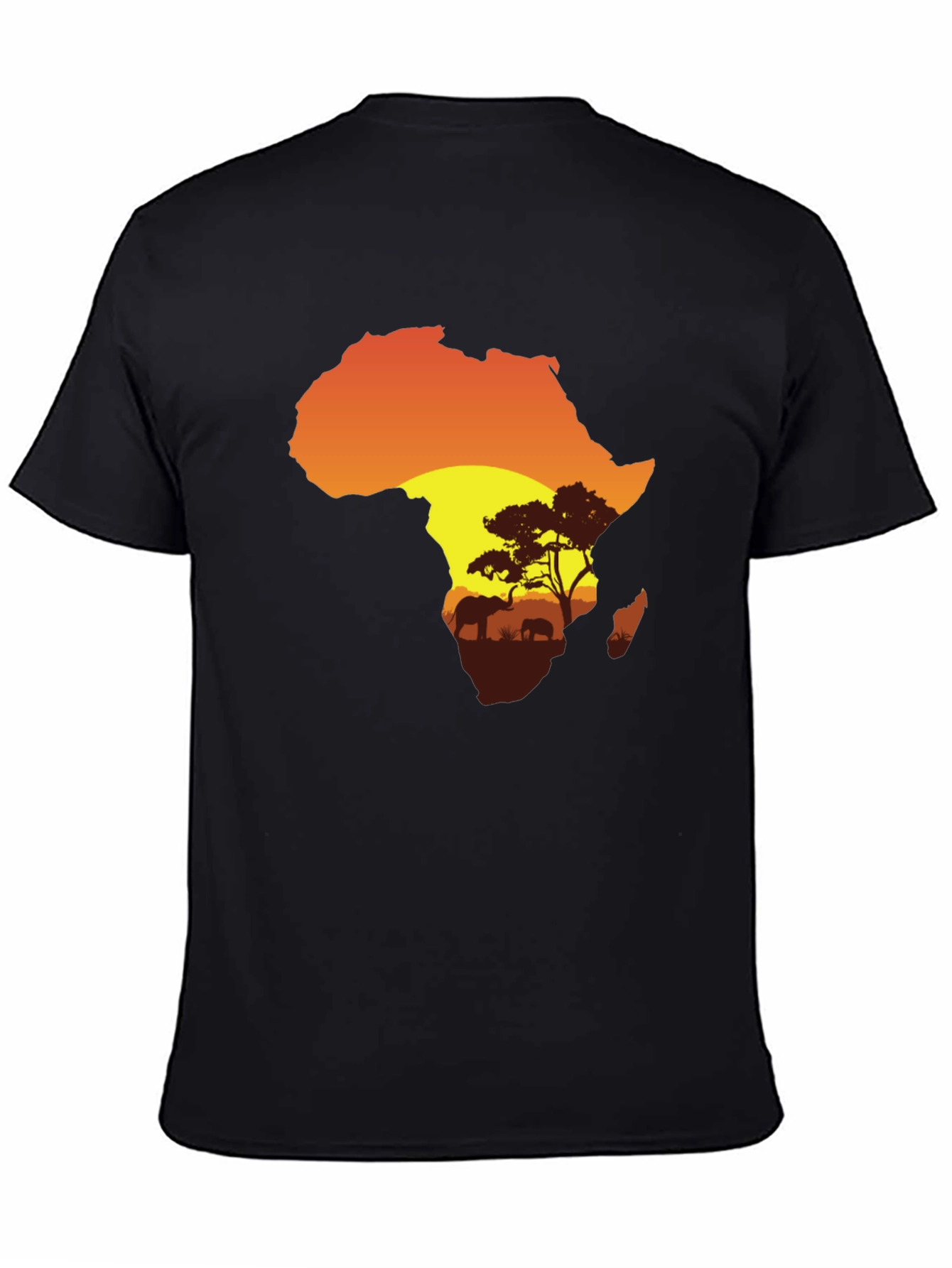 African Sunset Graphic Tee - Black Cotton T-Shirt