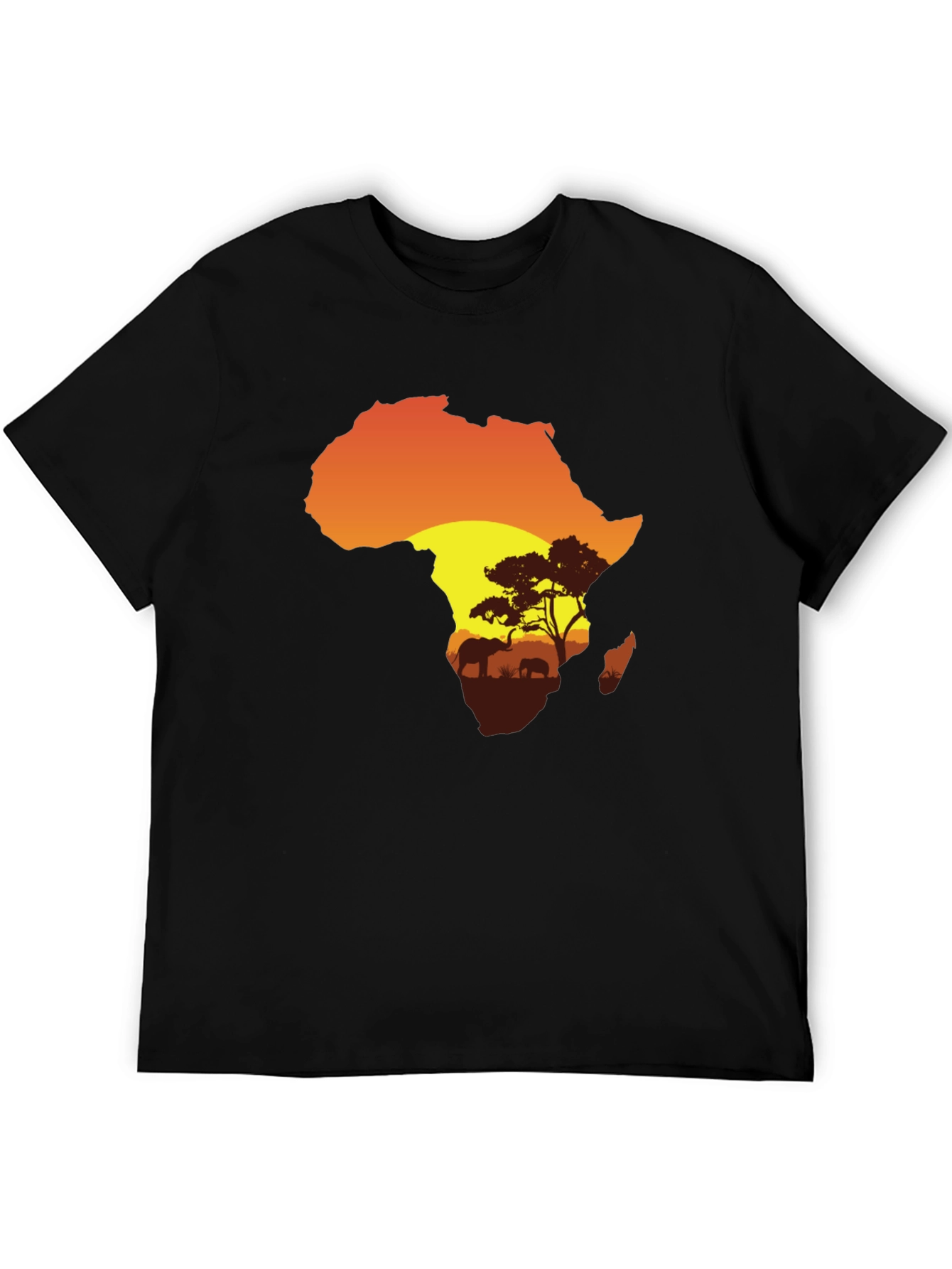African Sunset Graphic Tee - Black Cotton T-Shirt