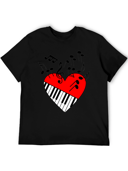 Musical Heart Piano Keys Graphic T-Shirt