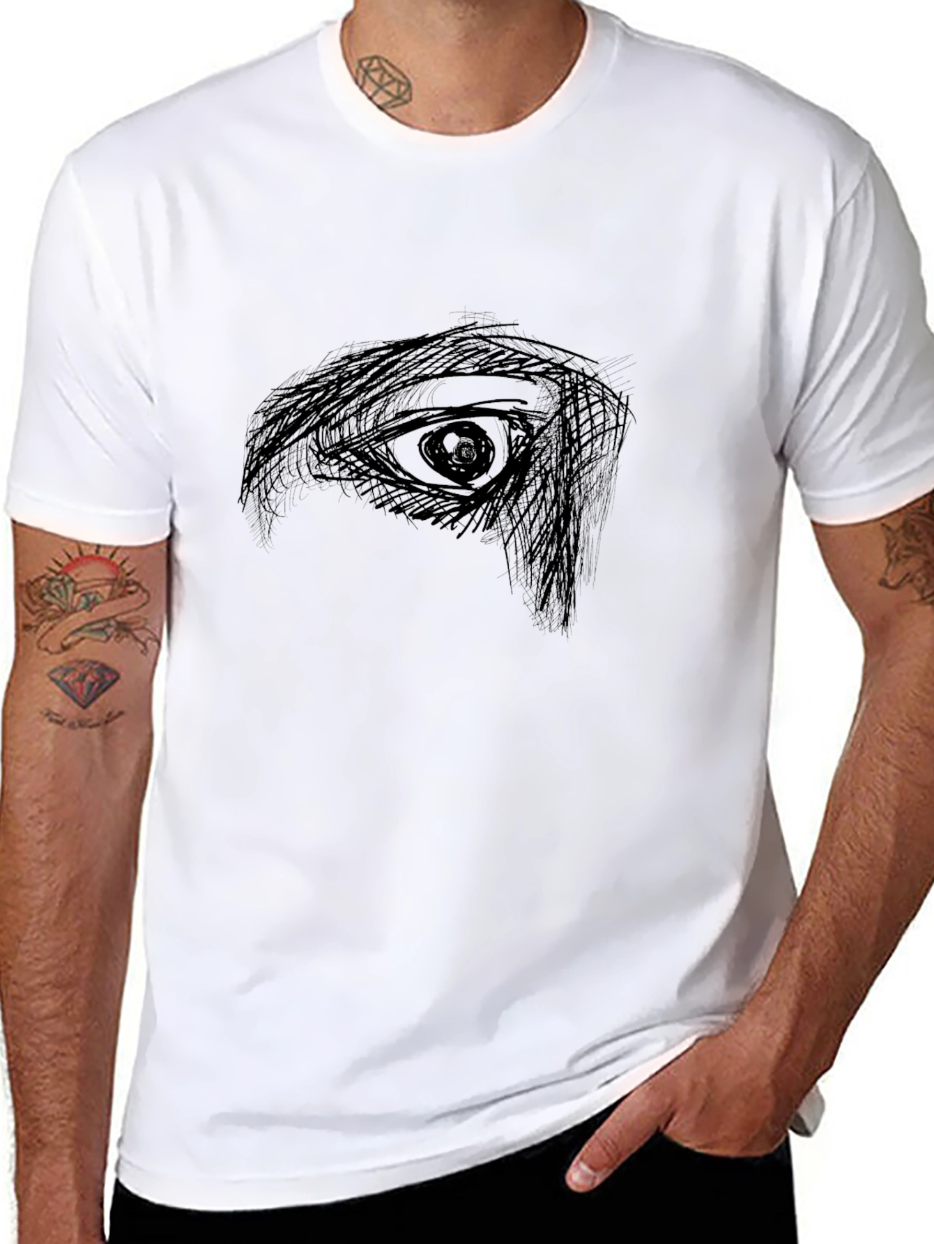 Eye Sketch Graphic Tee - Mens Black T-Shirt