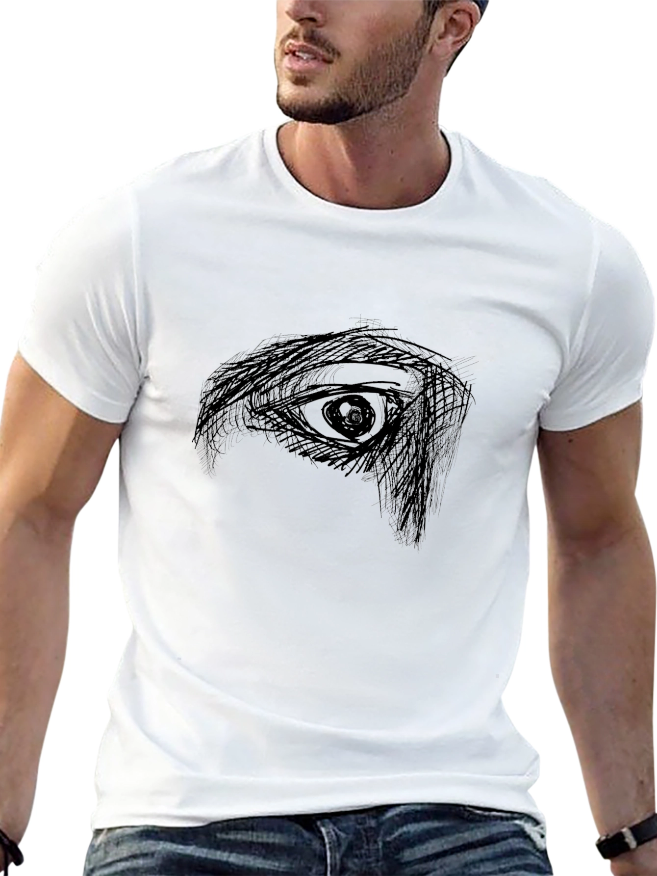 Eye Sketch Graphic Tee - Mens Black T-Shirt