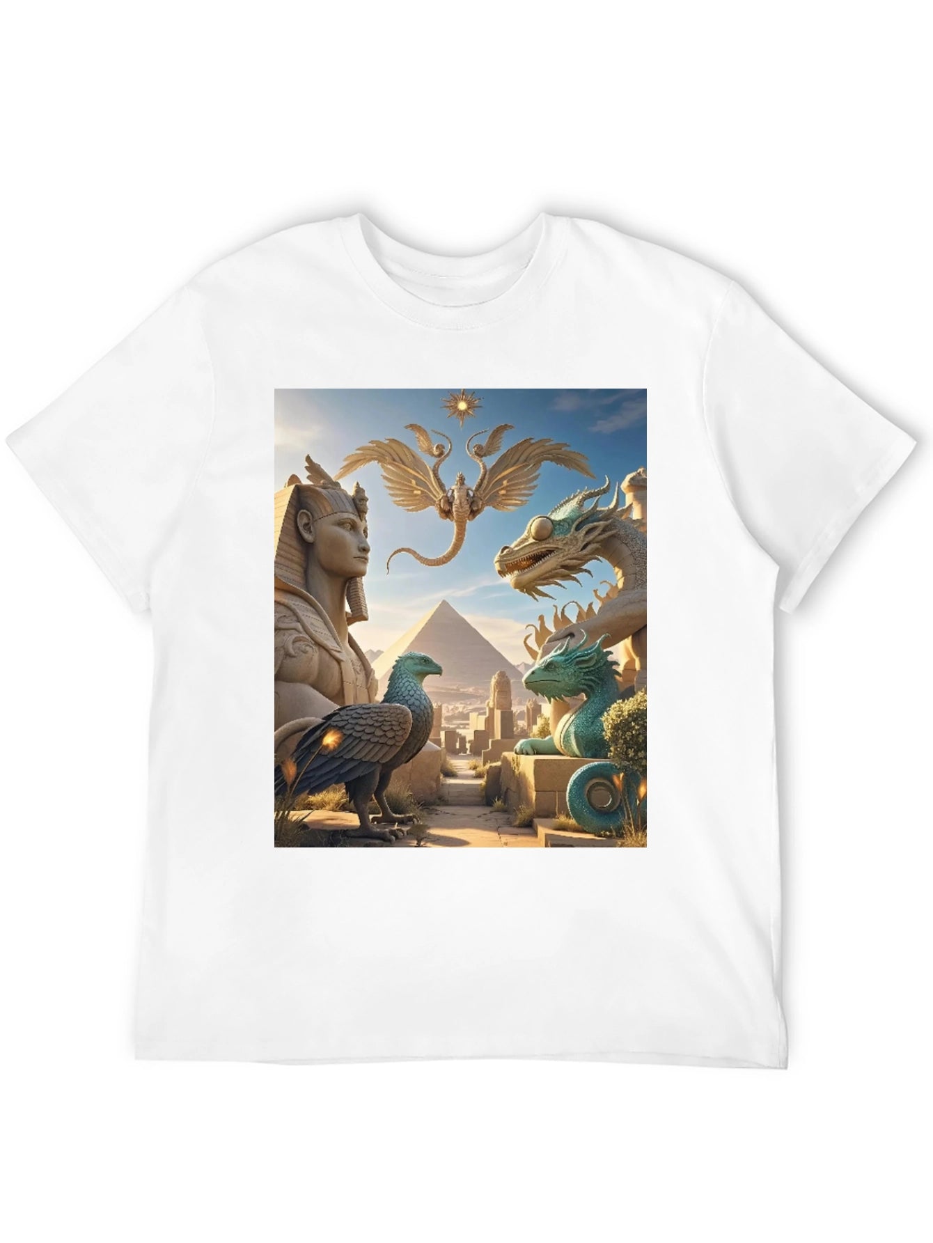 Egyptian Myth Tee - Sphinx Dragon Griffin Print