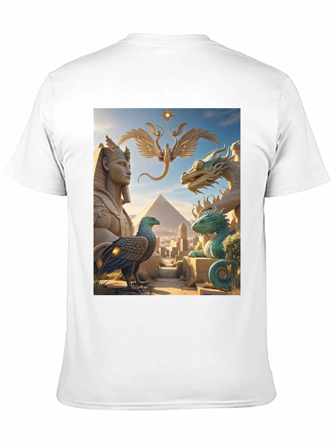 Egyptian Myth Tee - Sphinx Dragon Griffin Print