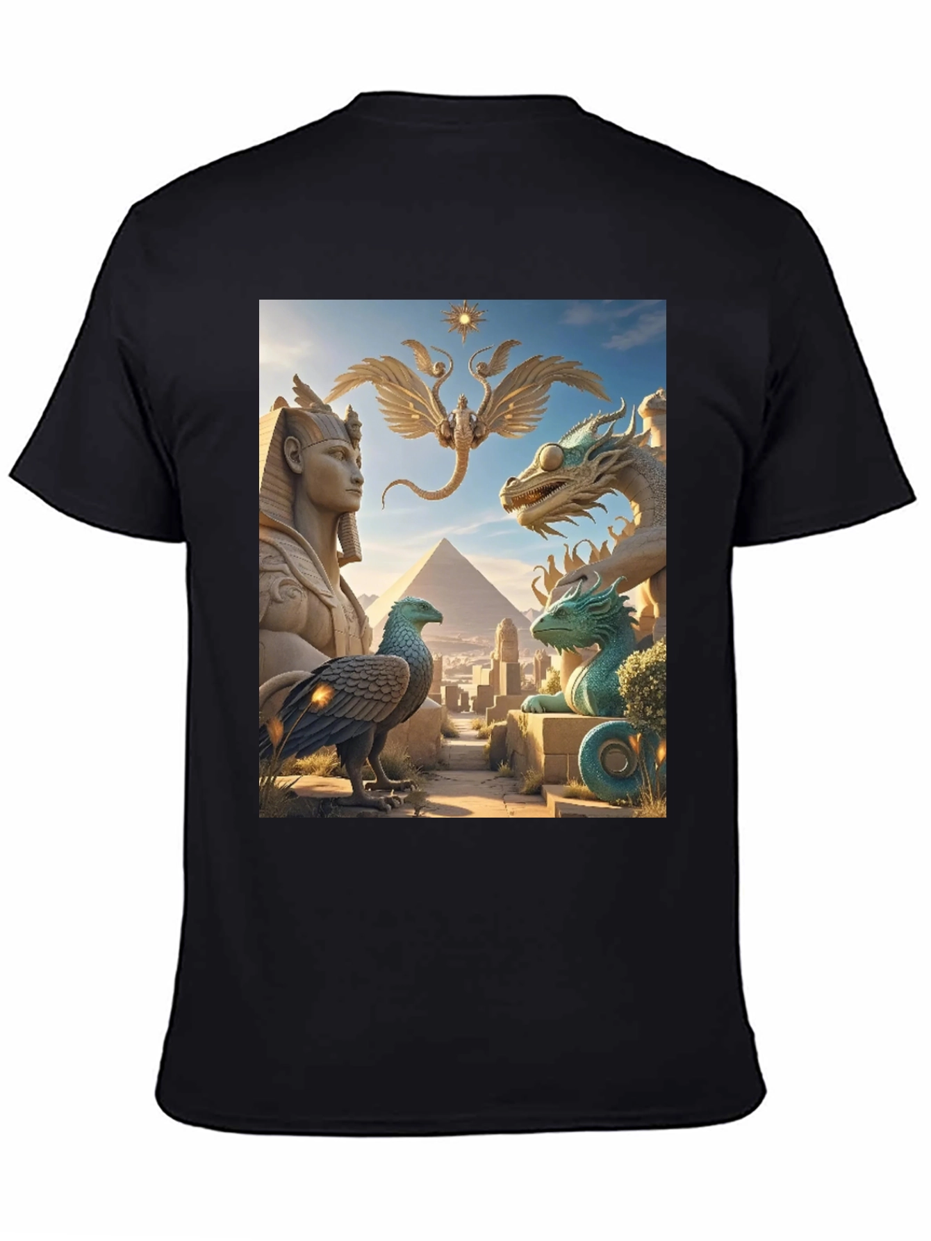 Egyptian Myth Tee - Sphinx Dragon Griffin Print