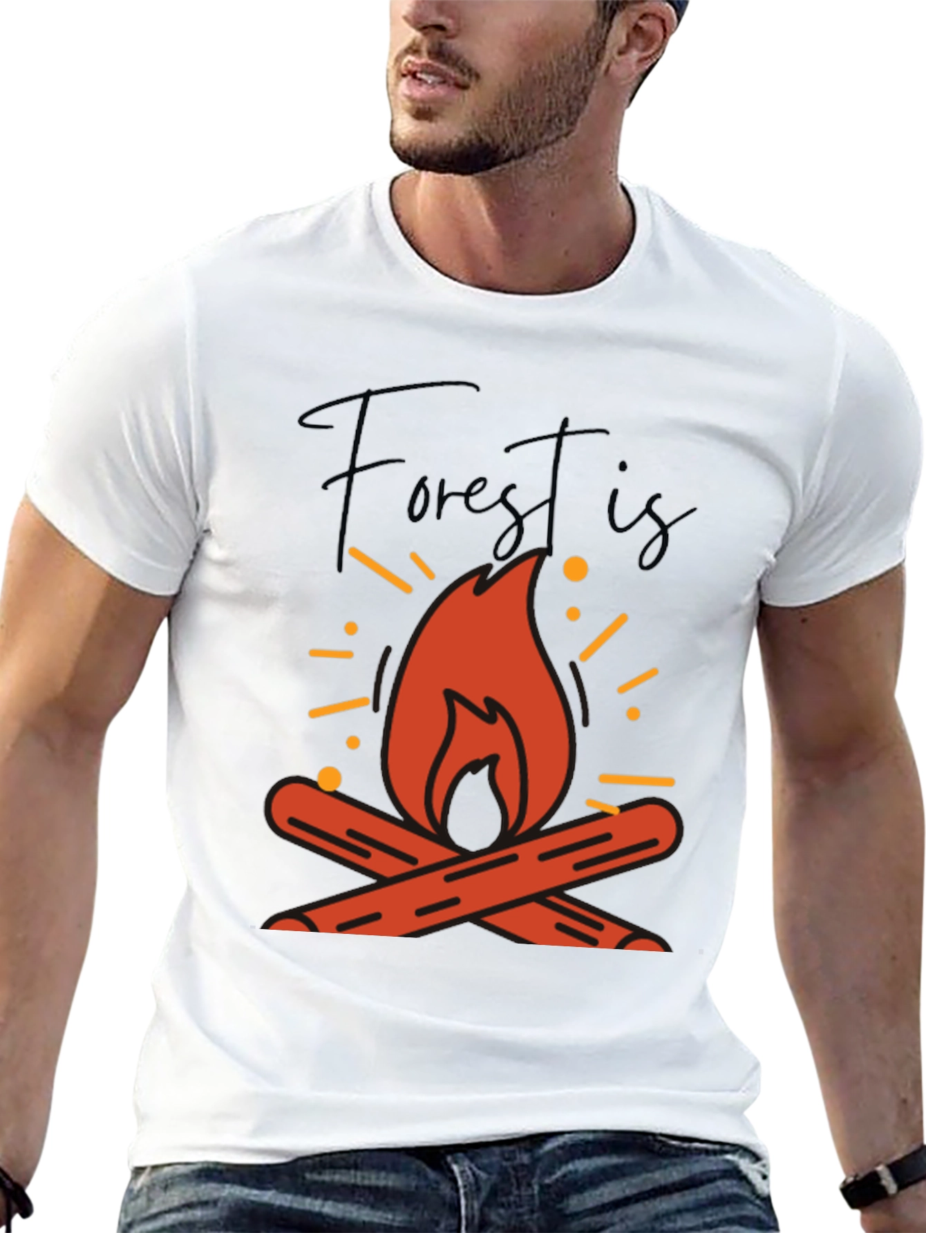 Forest Is Calling T-Shirt - Camping Bonfire Design
