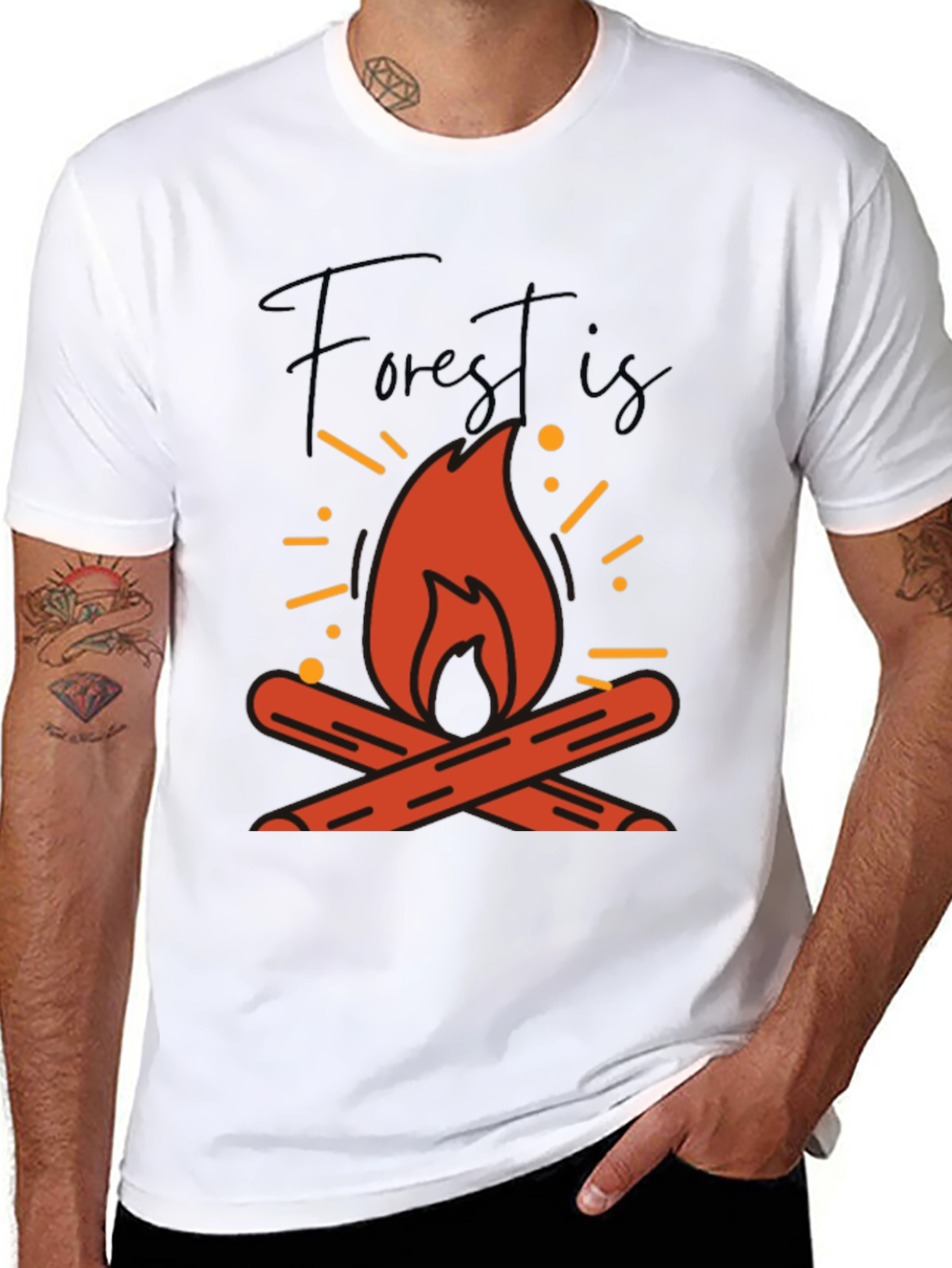 Forest Is Calling T-Shirt - Camping Bonfire Design