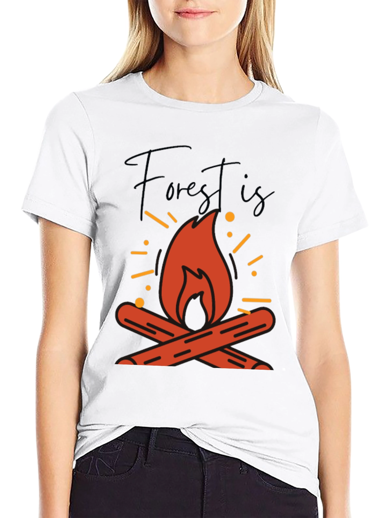 Forest Is Calling T-Shirt - Camping Bonfire Design