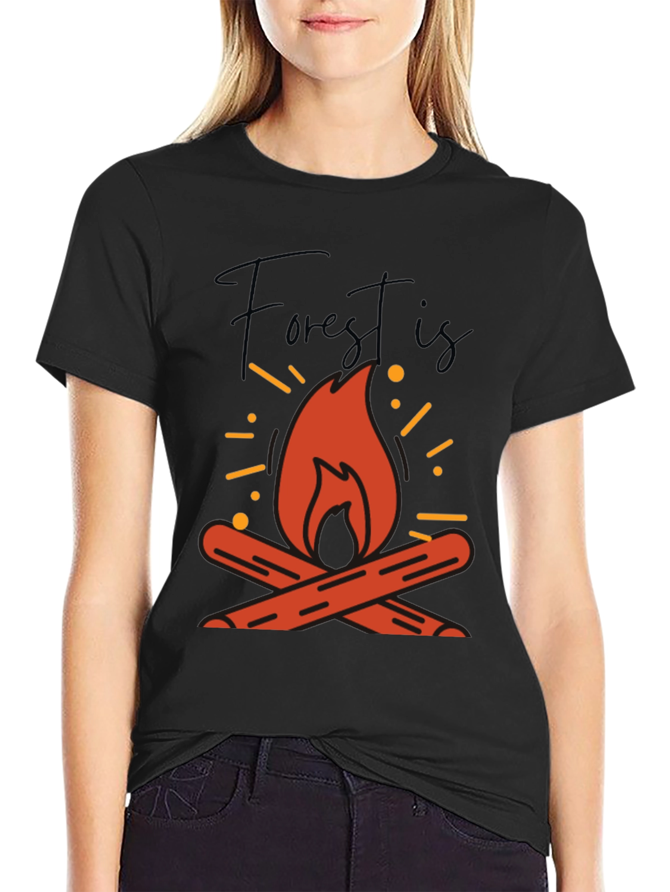 Forest Is Calling T-Shirt - Camping Bonfire Design