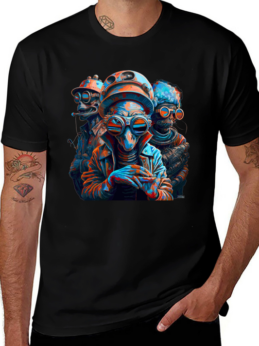 Steampunk Alien Crew Black T-Shirt