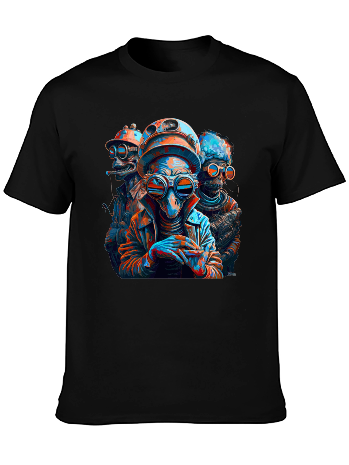 Steampunk Alien Crew Black T-Shirt