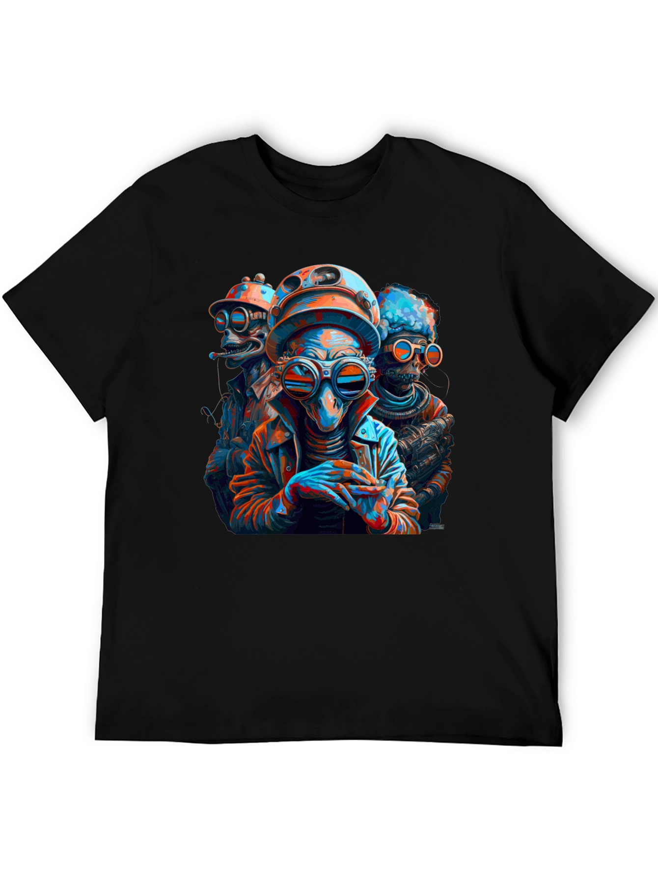 Steampunk Alien Crew Black T-Shirt