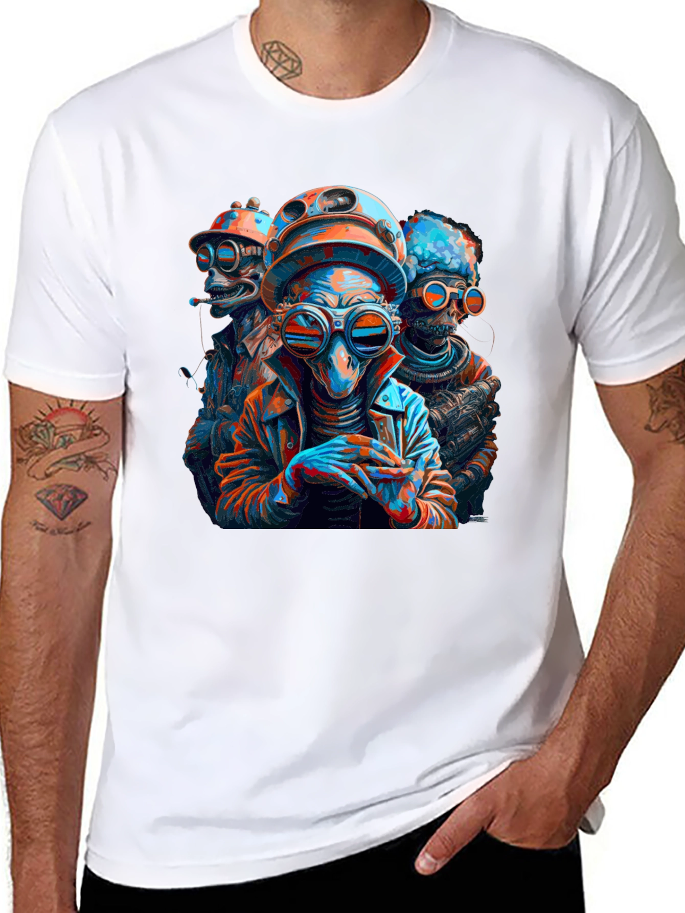 Steampunk Alien Crew Black T-Shirt