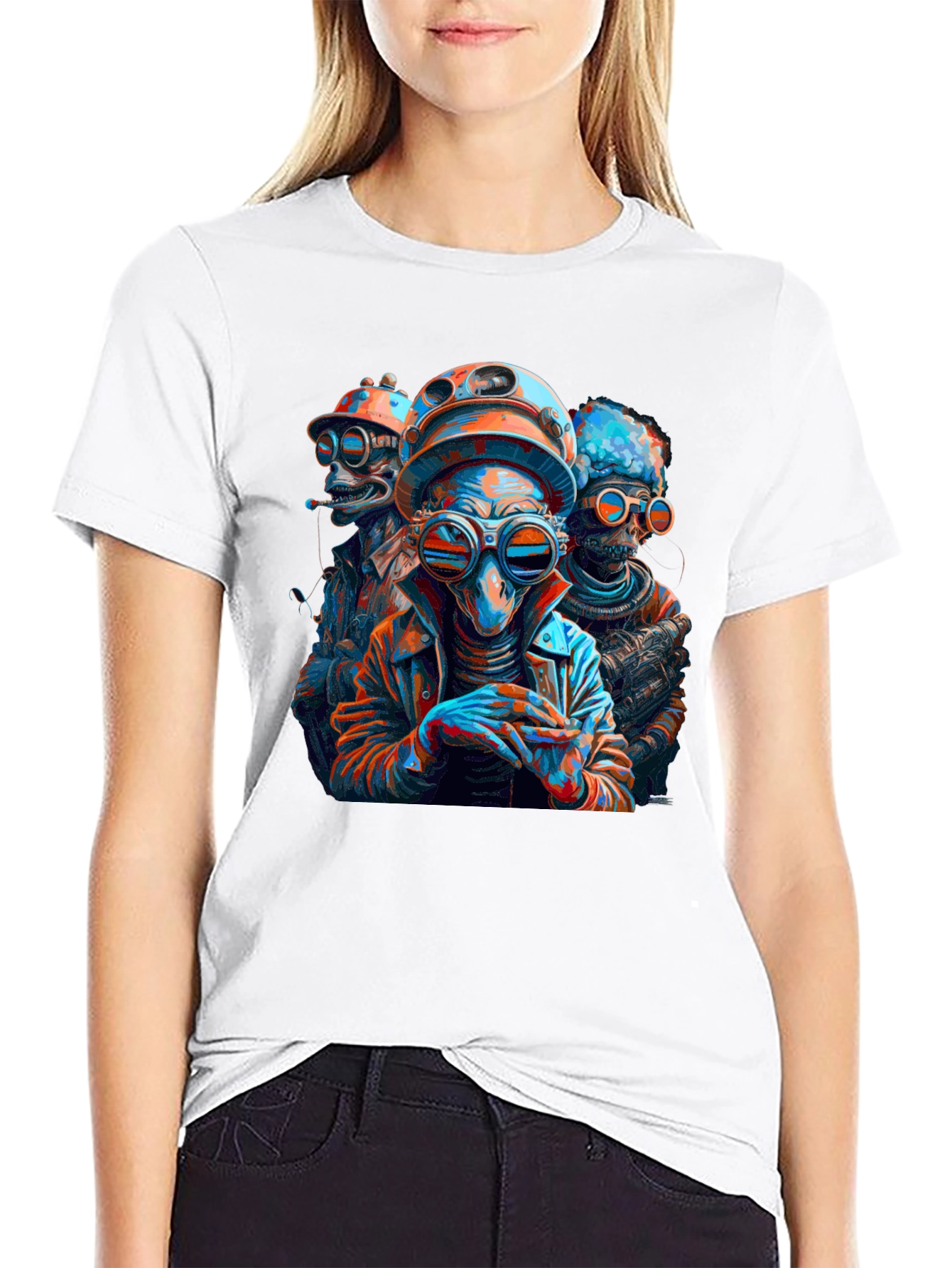 Steampunk Alien Crew Black T-Shirt