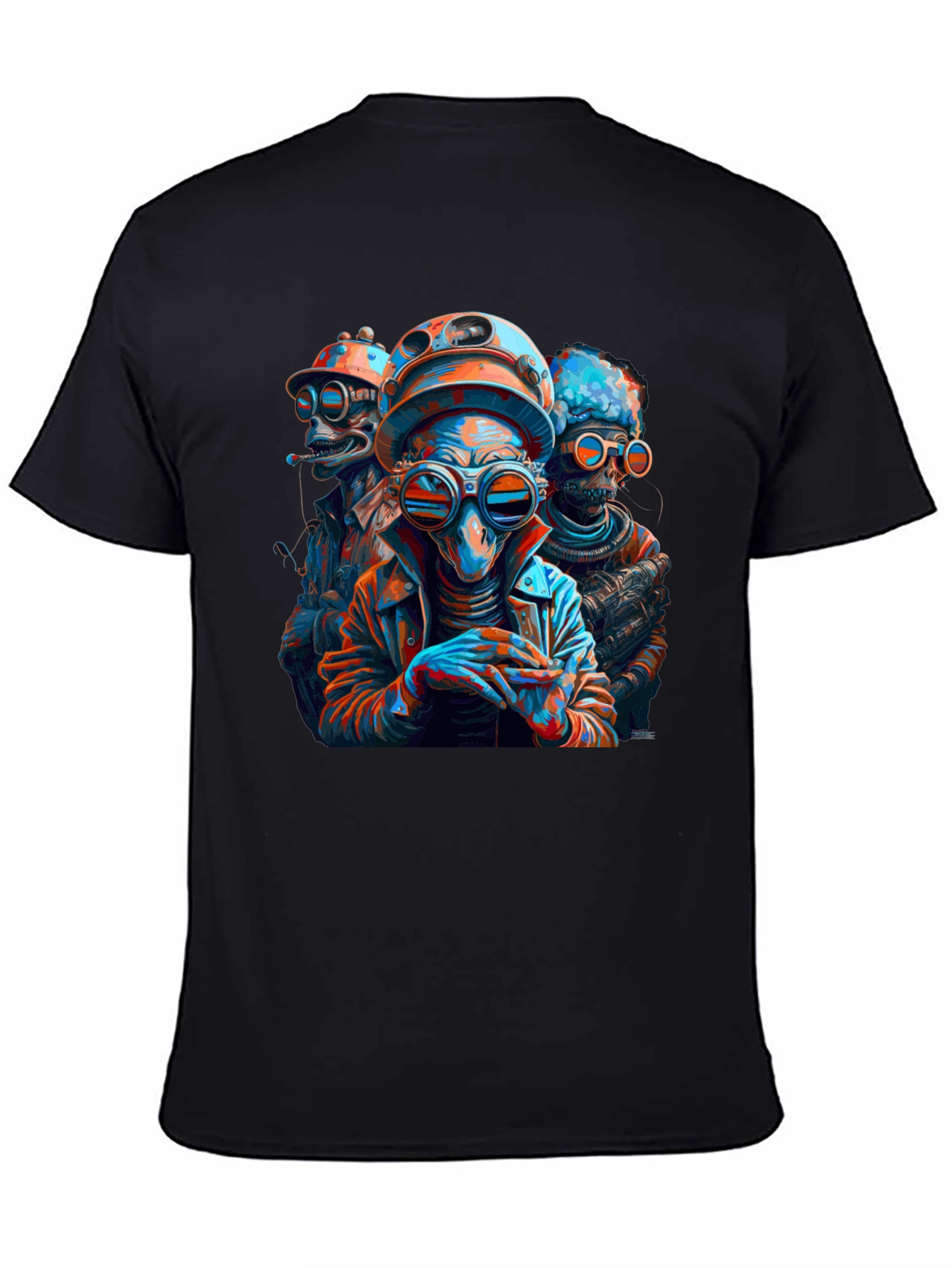 Steampunk Alien Crew Black T-Shirt