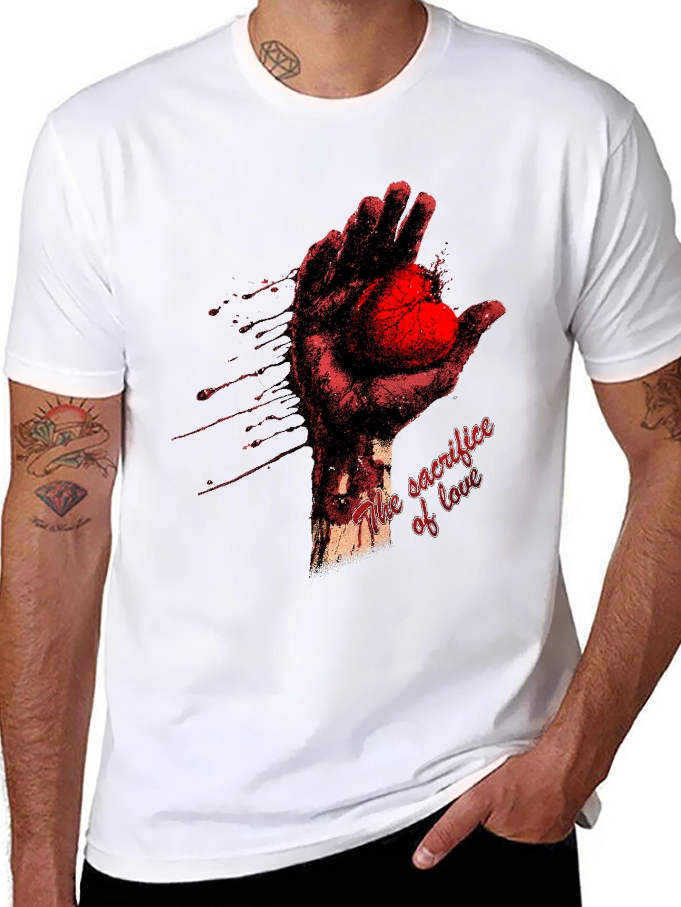 Sacrifice of Love Graphic Tee - Heart in Hand