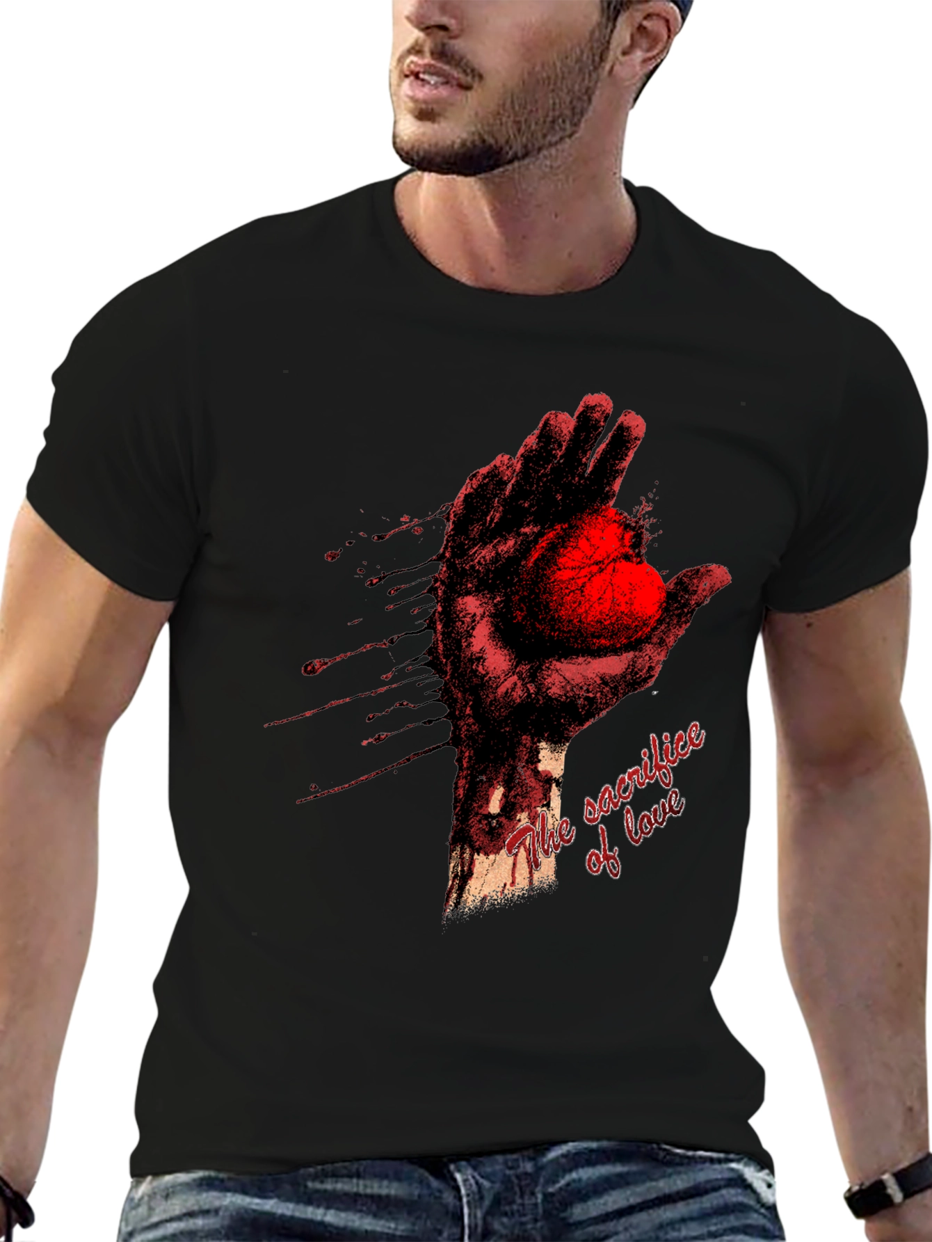 Sacrifice of Love Graphic Tee - Heart in Hand