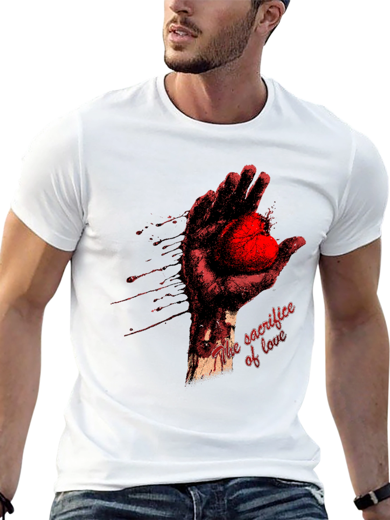 Sacrifice of Love Graphic Tee - Heart in Hand