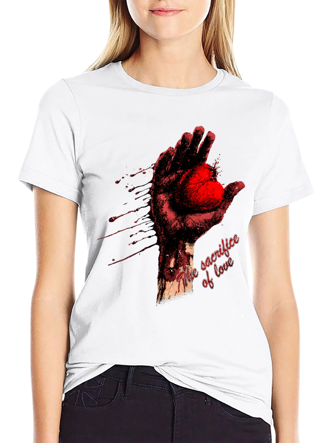 Sacrifice of Love Graphic Tee - Heart in Hand