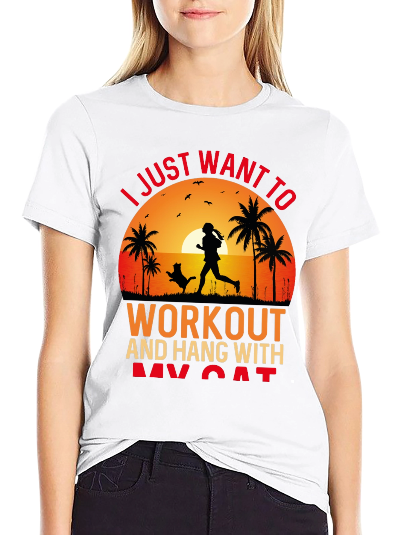Workout and Cat T-Shirt