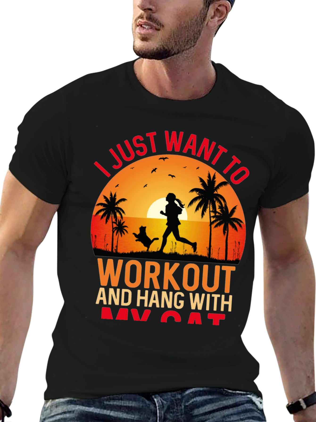 Workout and Cat T-Shirt