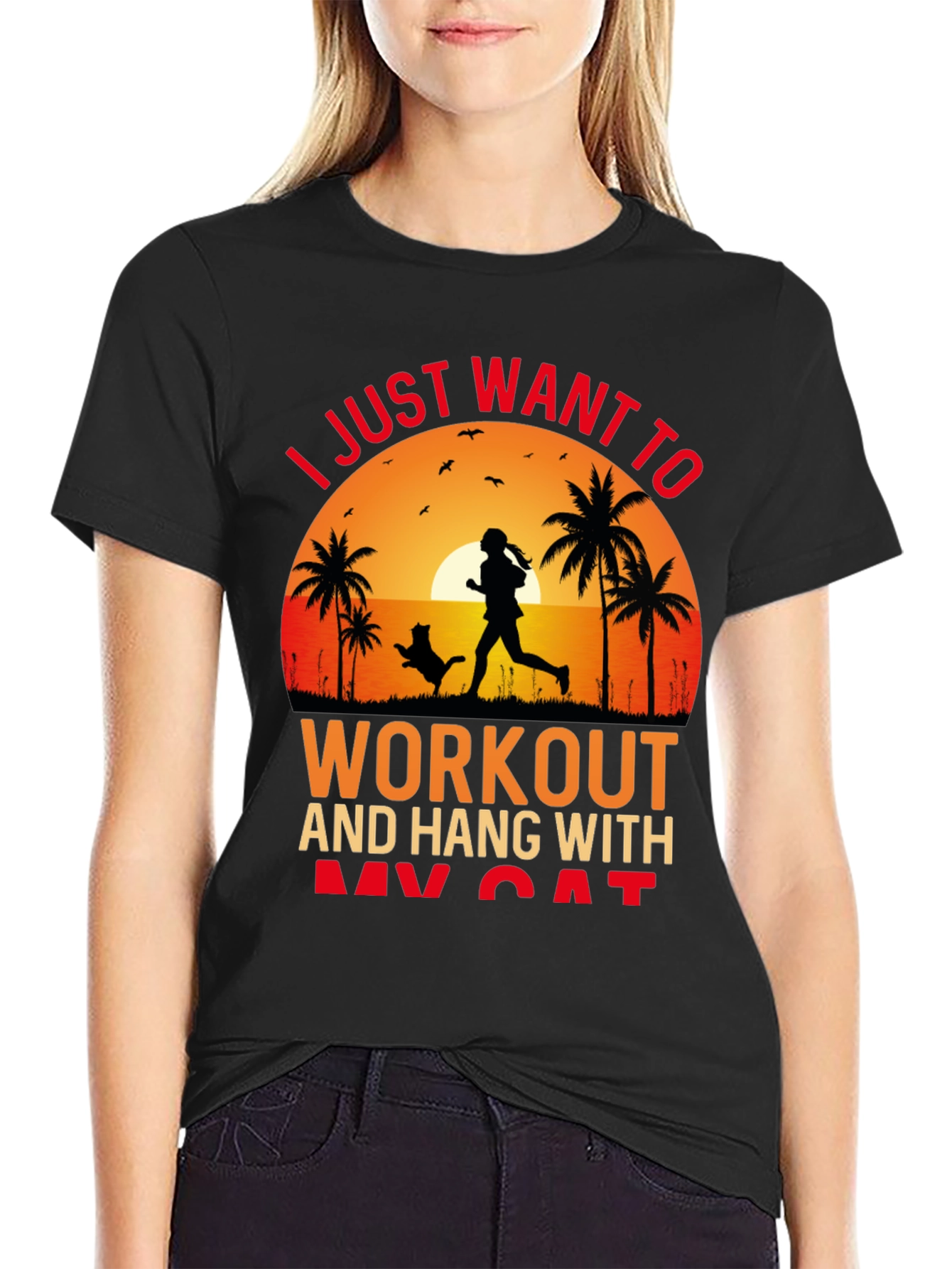 Workout and Cat T-Shirt