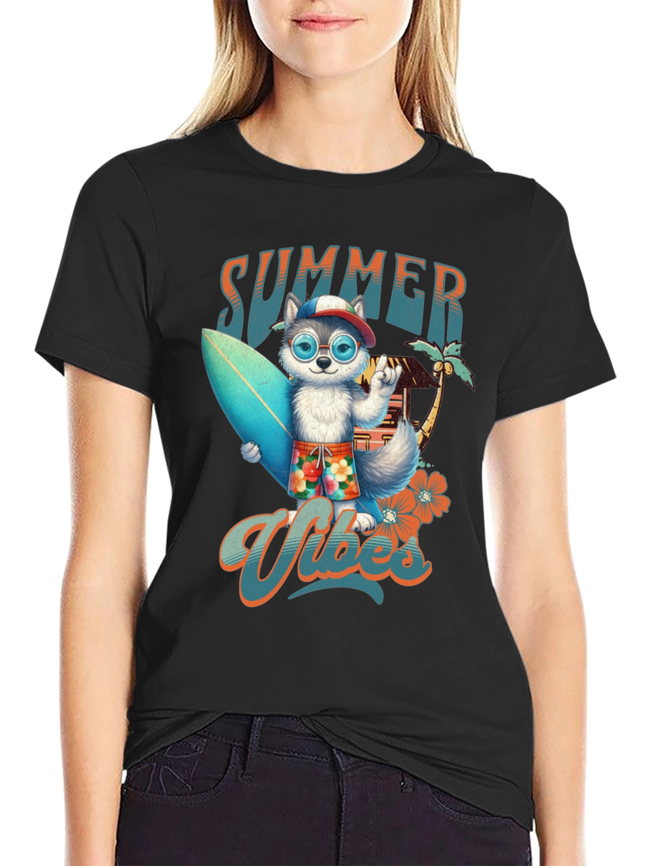 Summer Vibes Dog Surf T-Shirt