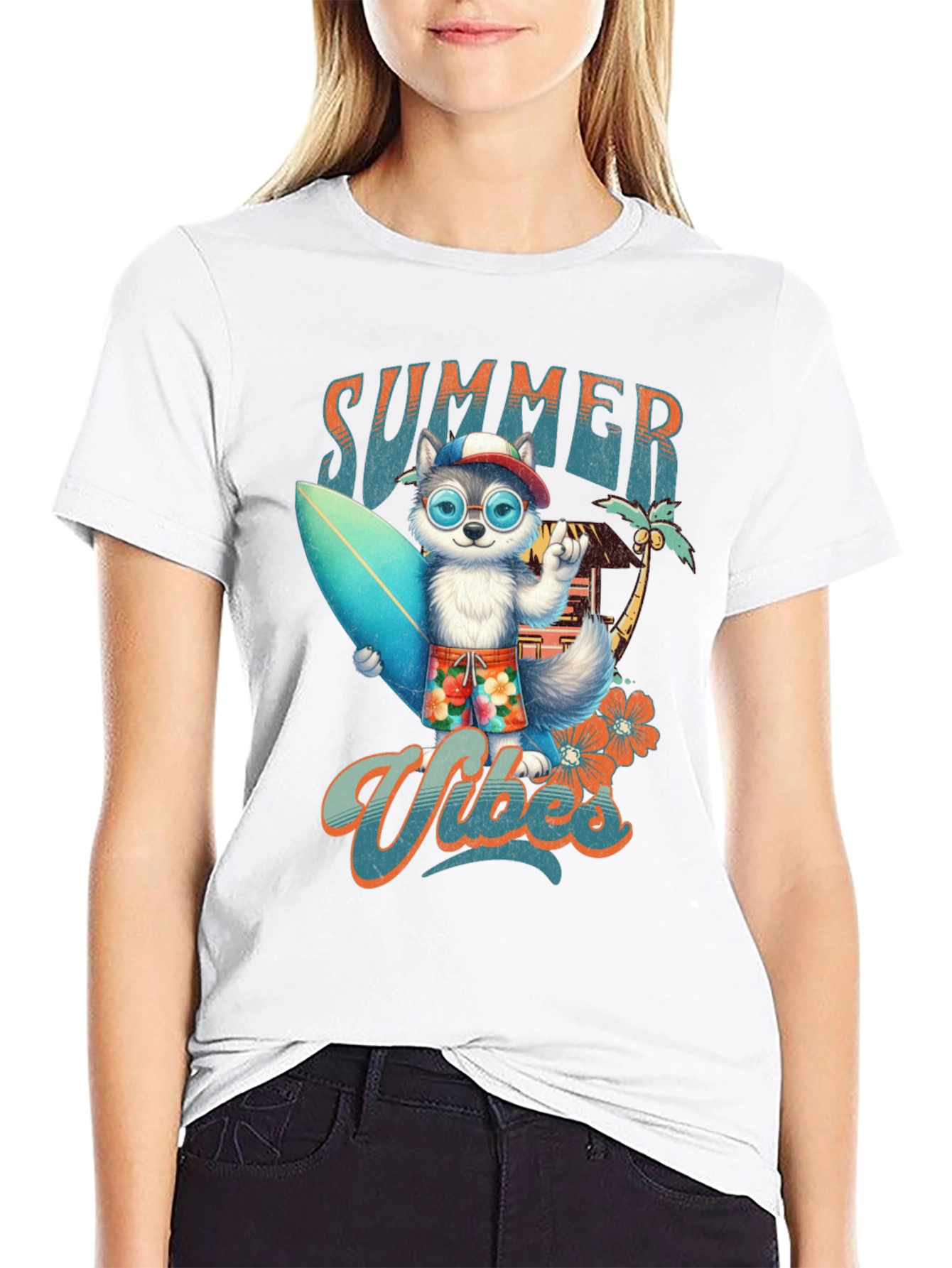 Summer Vibes Dog Surf T-Shirt