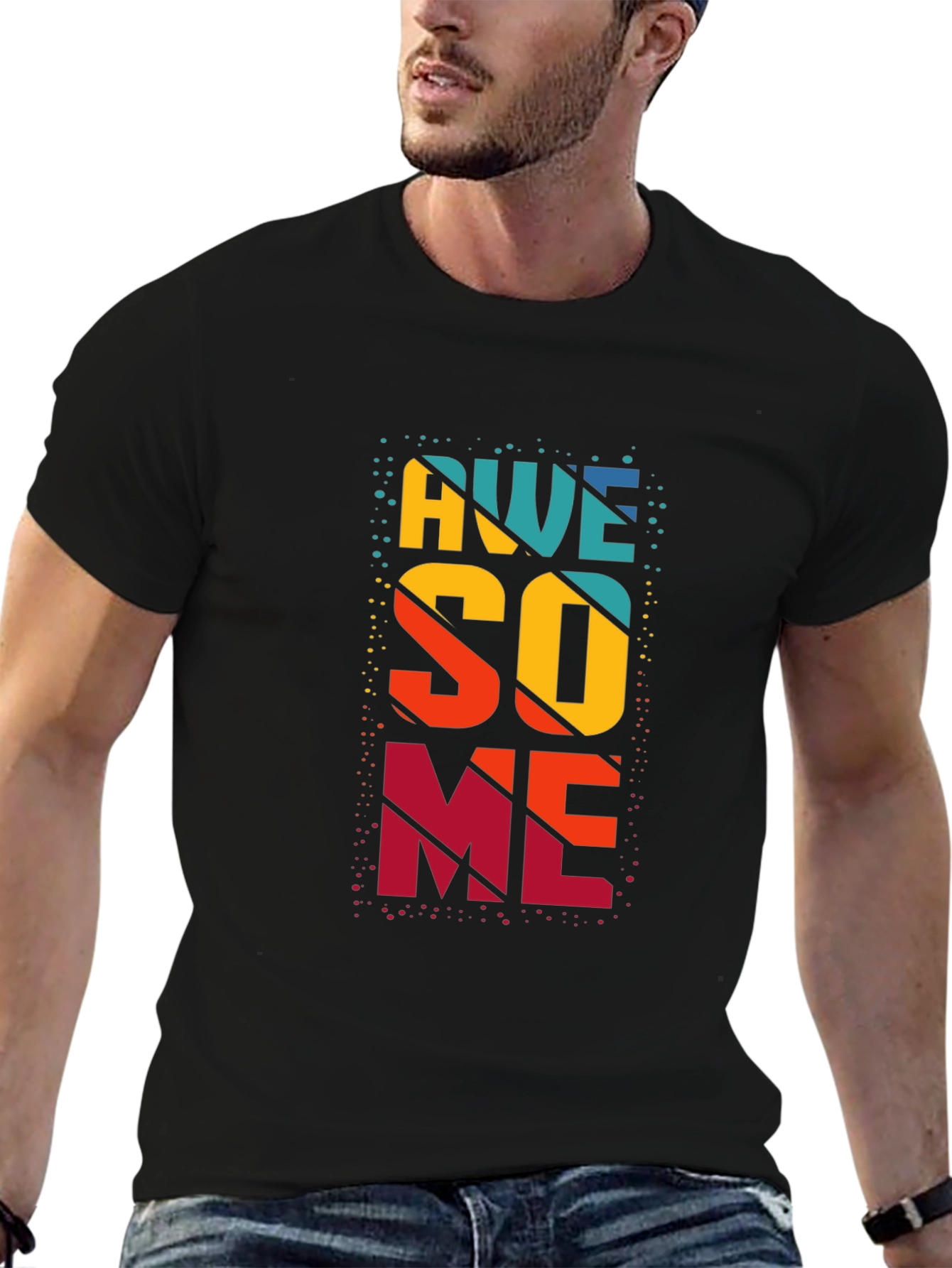 Awesome Graphic Print Black T-Shirt