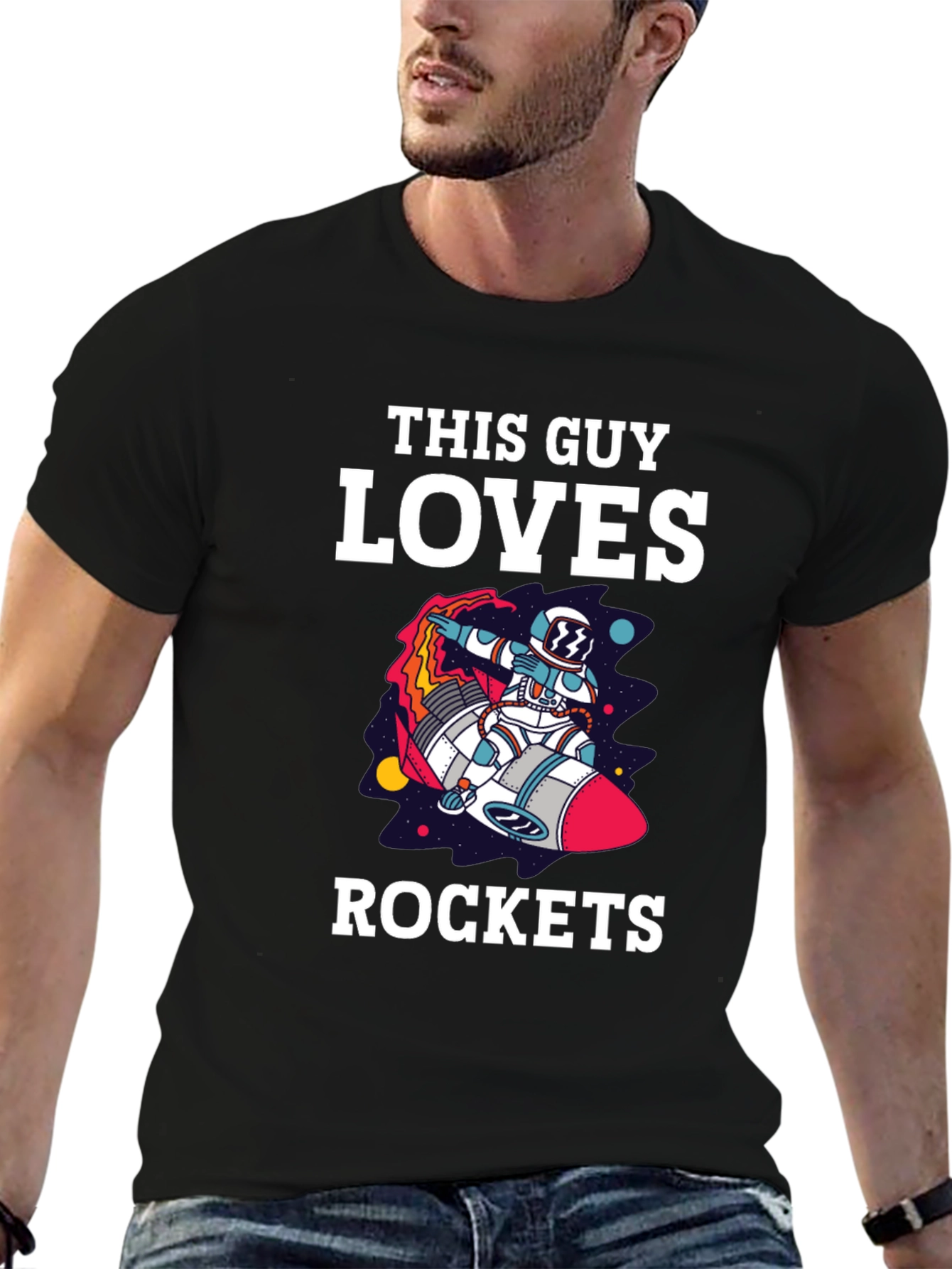 This Guy Loves Rockets Graphic T-Shirt
