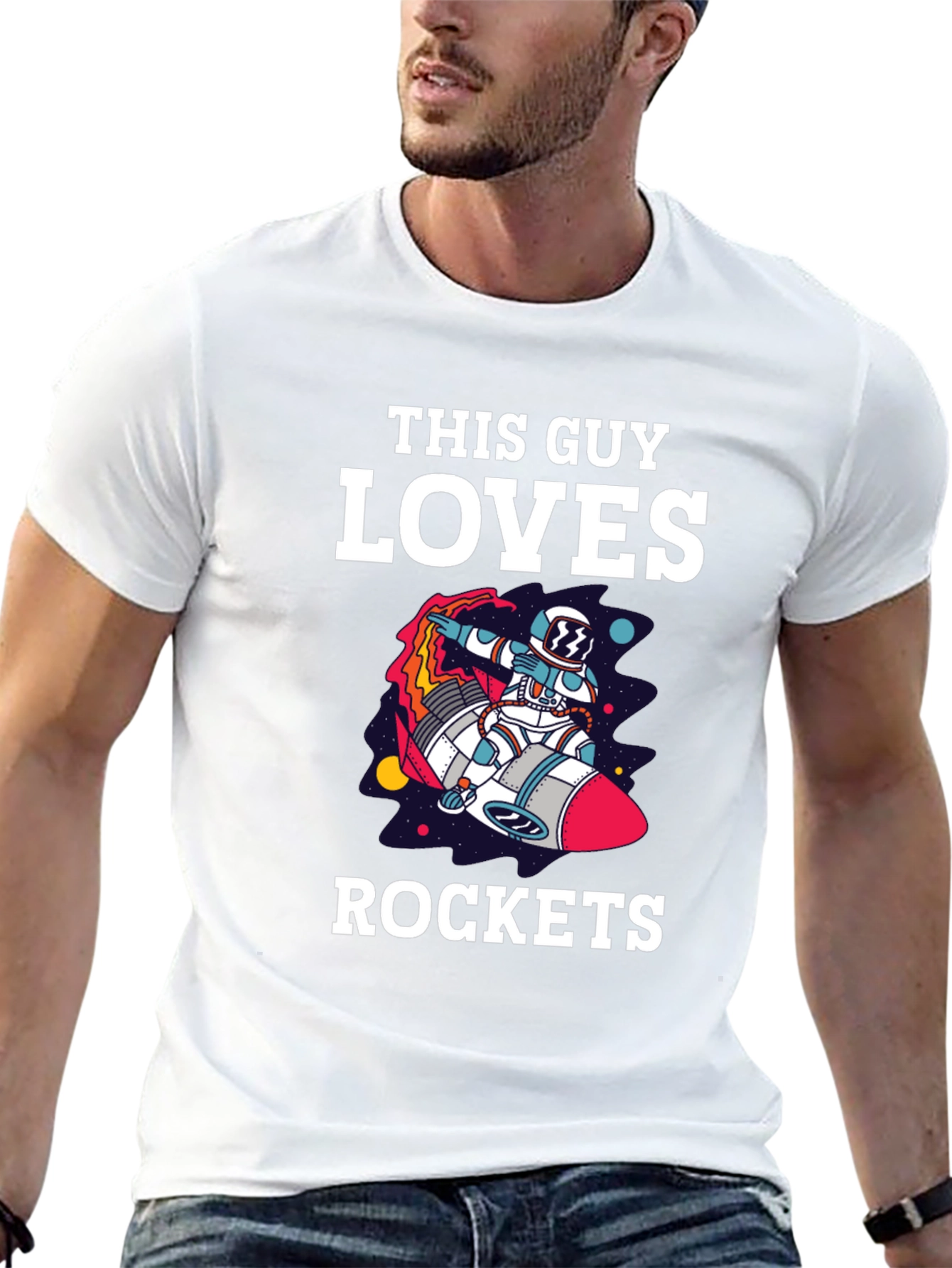 This Guy Loves Rockets Graphic T-Shirt