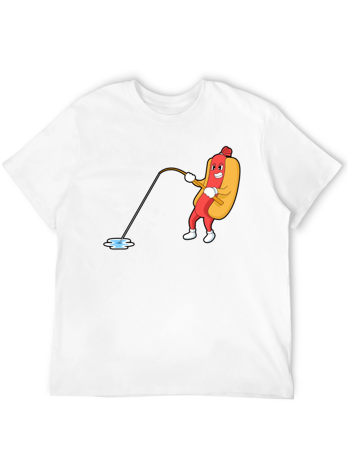 Funny Hotdog Fishing Graphic Tee