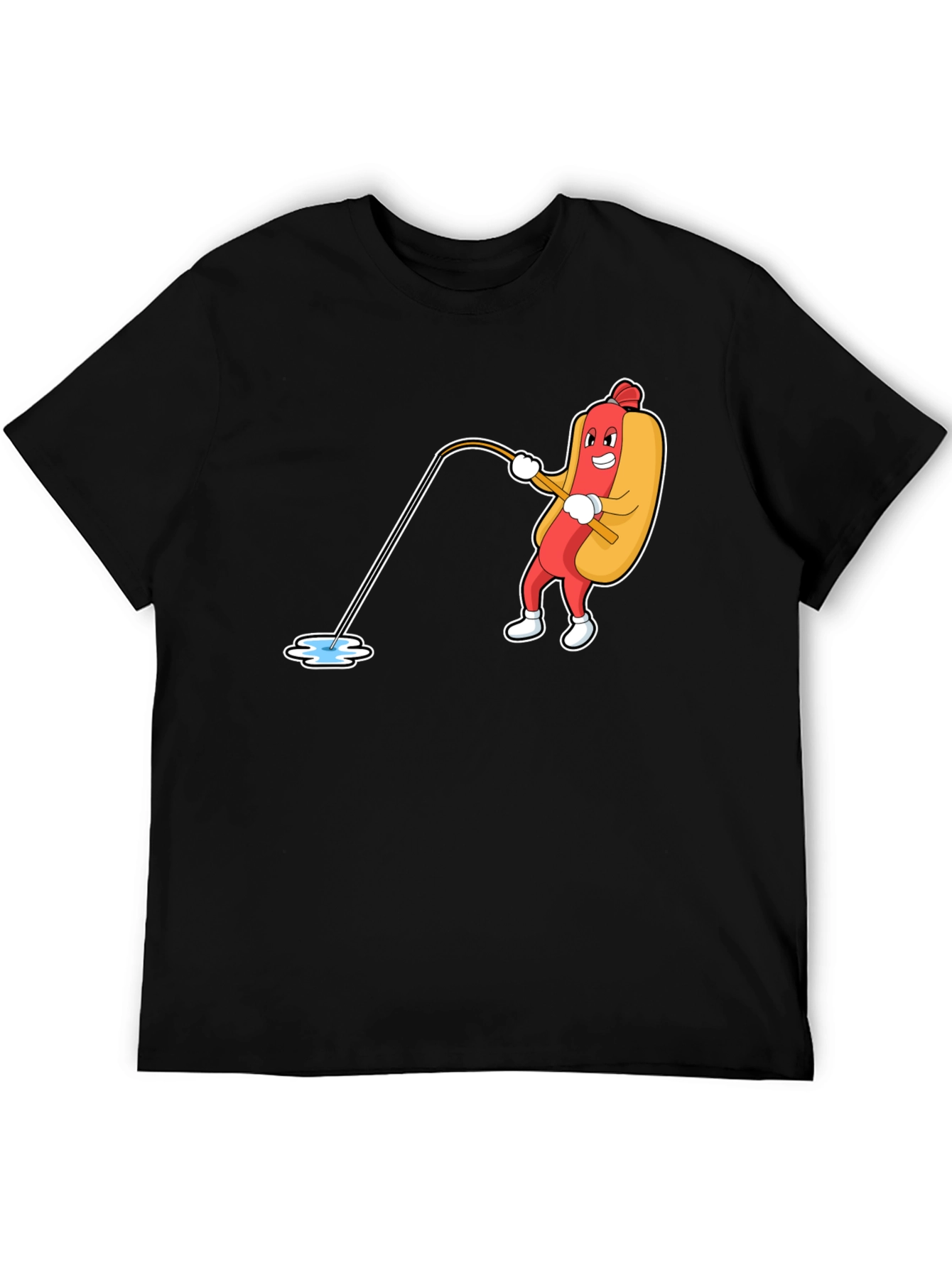 Funny Hotdog Fishing Graphic Tee