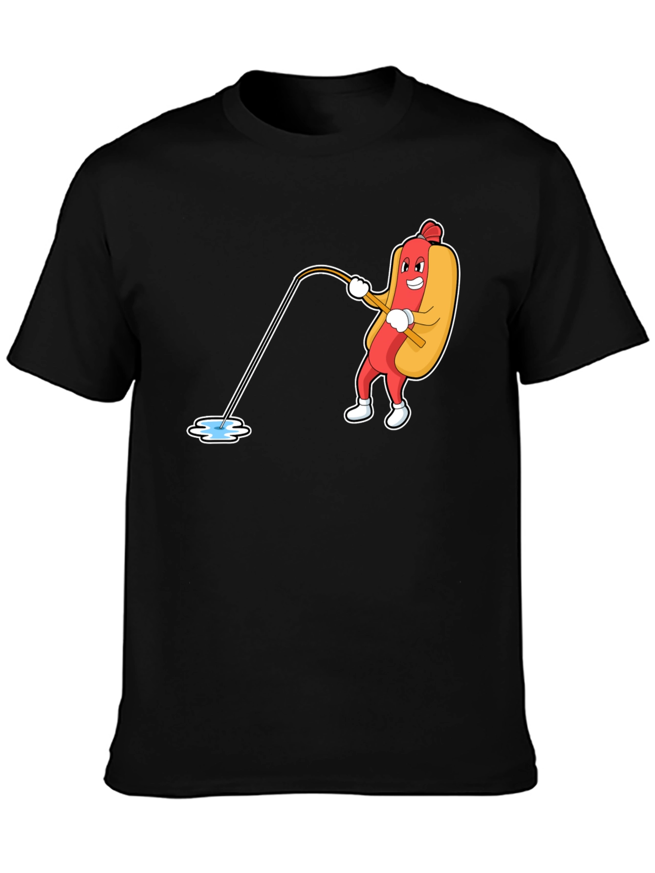 Funny Hotdog Fishing Graphic Tee