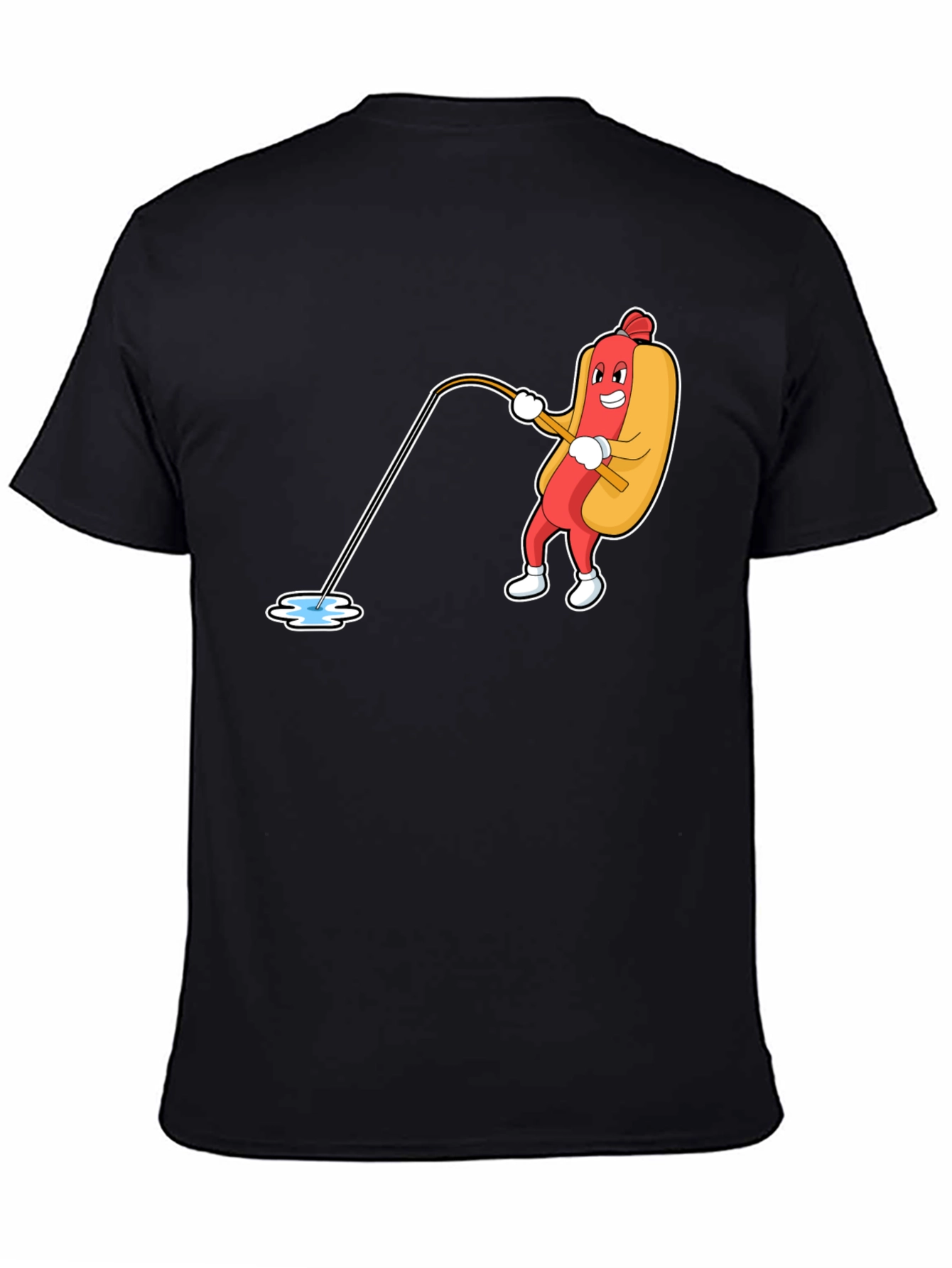 Funny Hotdog Fishing Graphic Tee