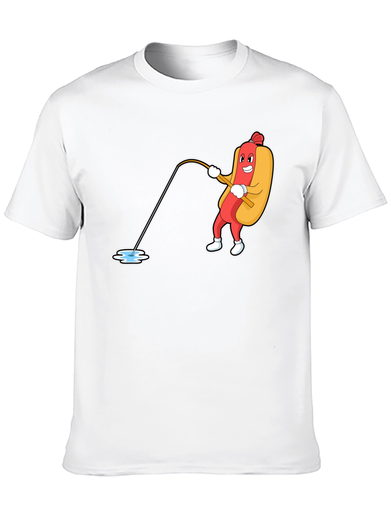 Funny Hotdog Fishing Graphic Tee