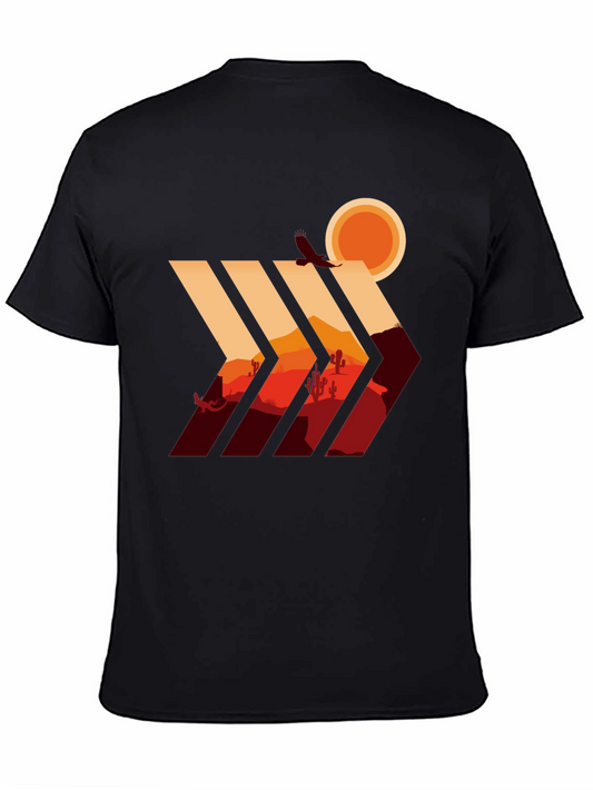 Desert Vista Graphic Tee - Stylish Mens Black T-Shirt