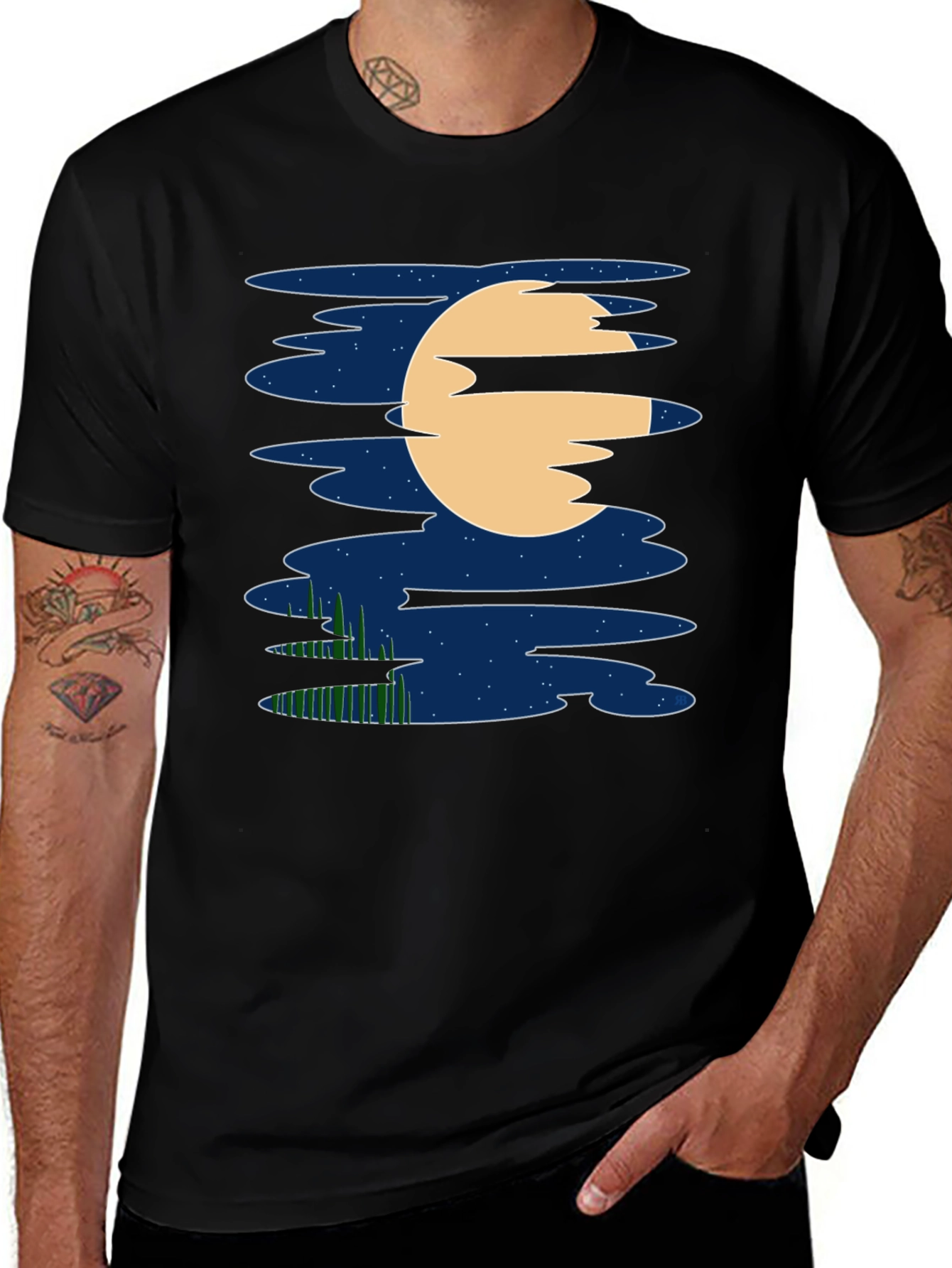 Night Sky Moon T-Shirt - Unique Graphic Tee