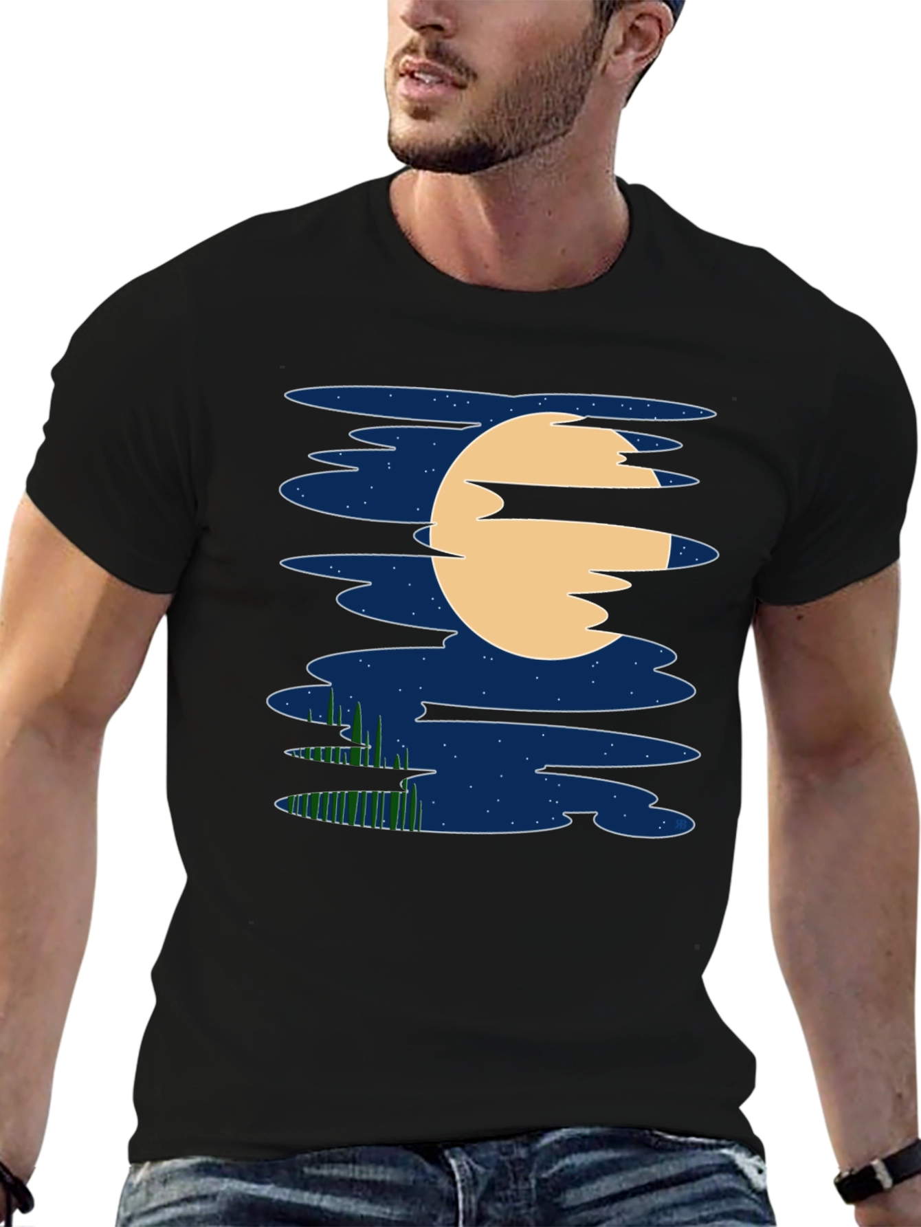 Night Sky Moon T-Shirt - Unique Graphic Tee