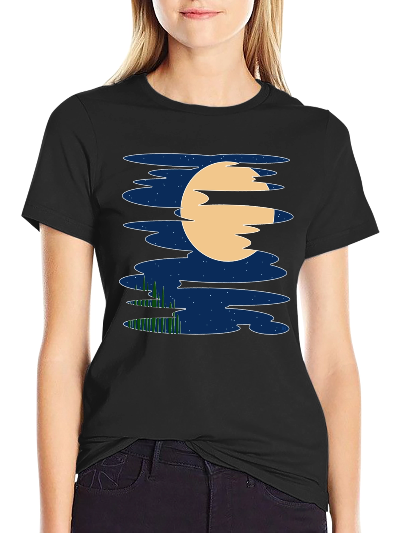 Night Sky Moon T-Shirt - Unique Graphic Tee