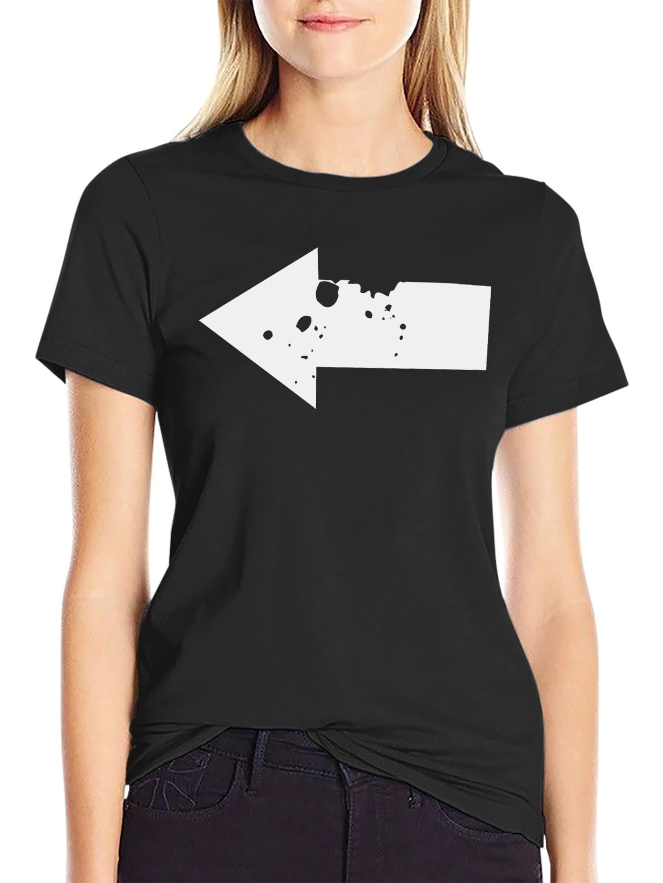 Left Arrow Graphic Tee - Black Cotton T-Shirt