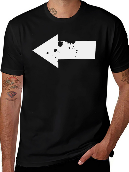 Left Arrow Graphic Tee - Black Cotton T-Shirt