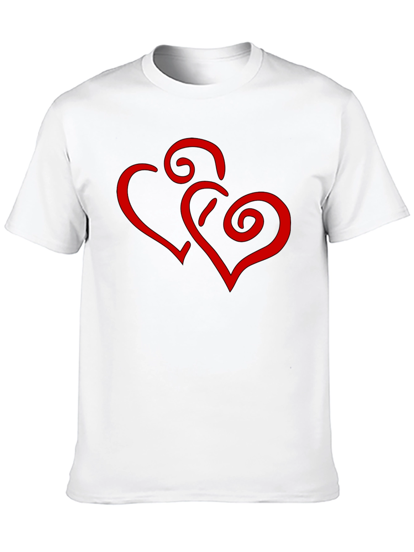 Black T-Shirt with Red Heart Swirl Design
