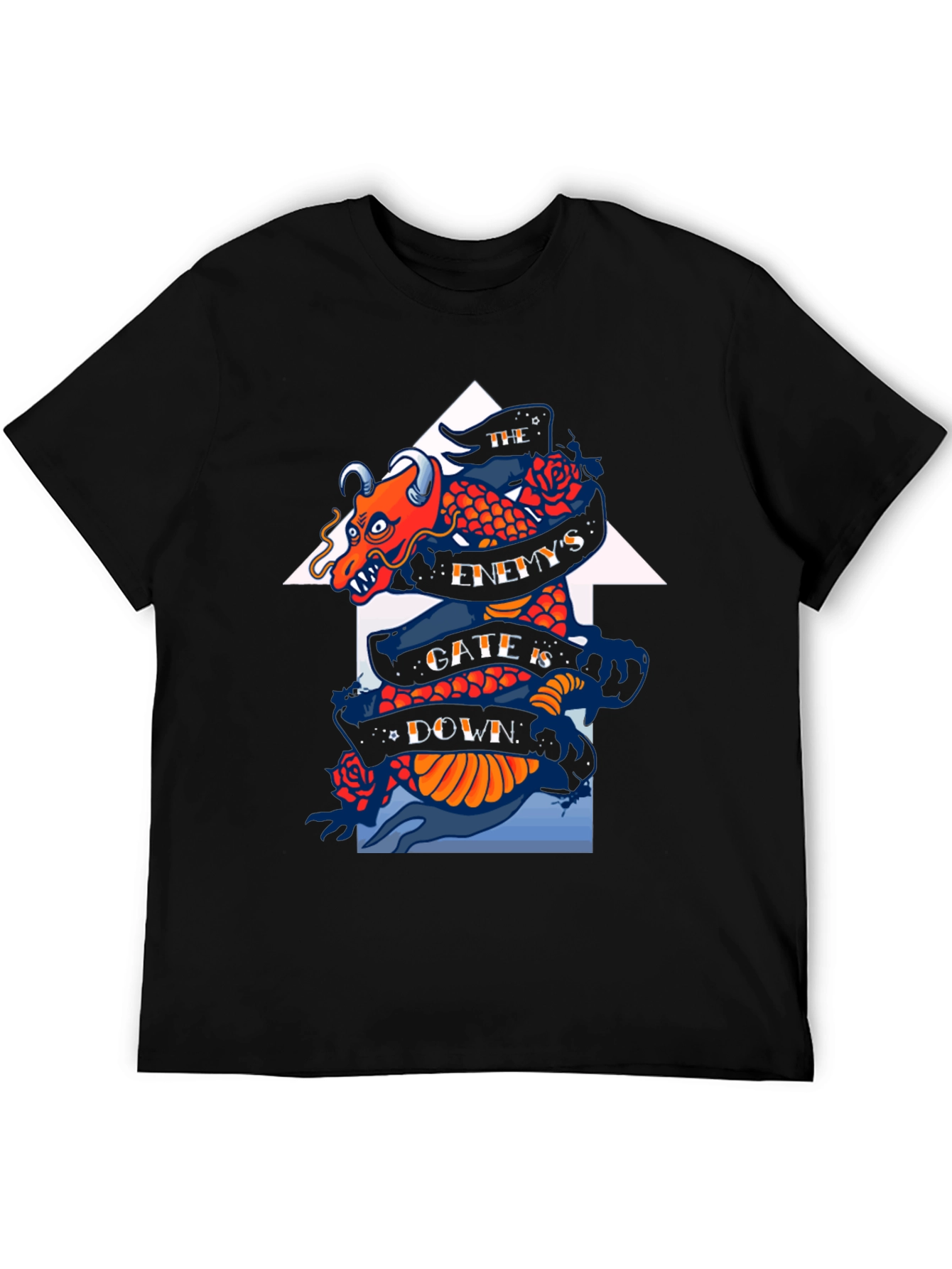 Dragon Graphic Print Black T-Shirt