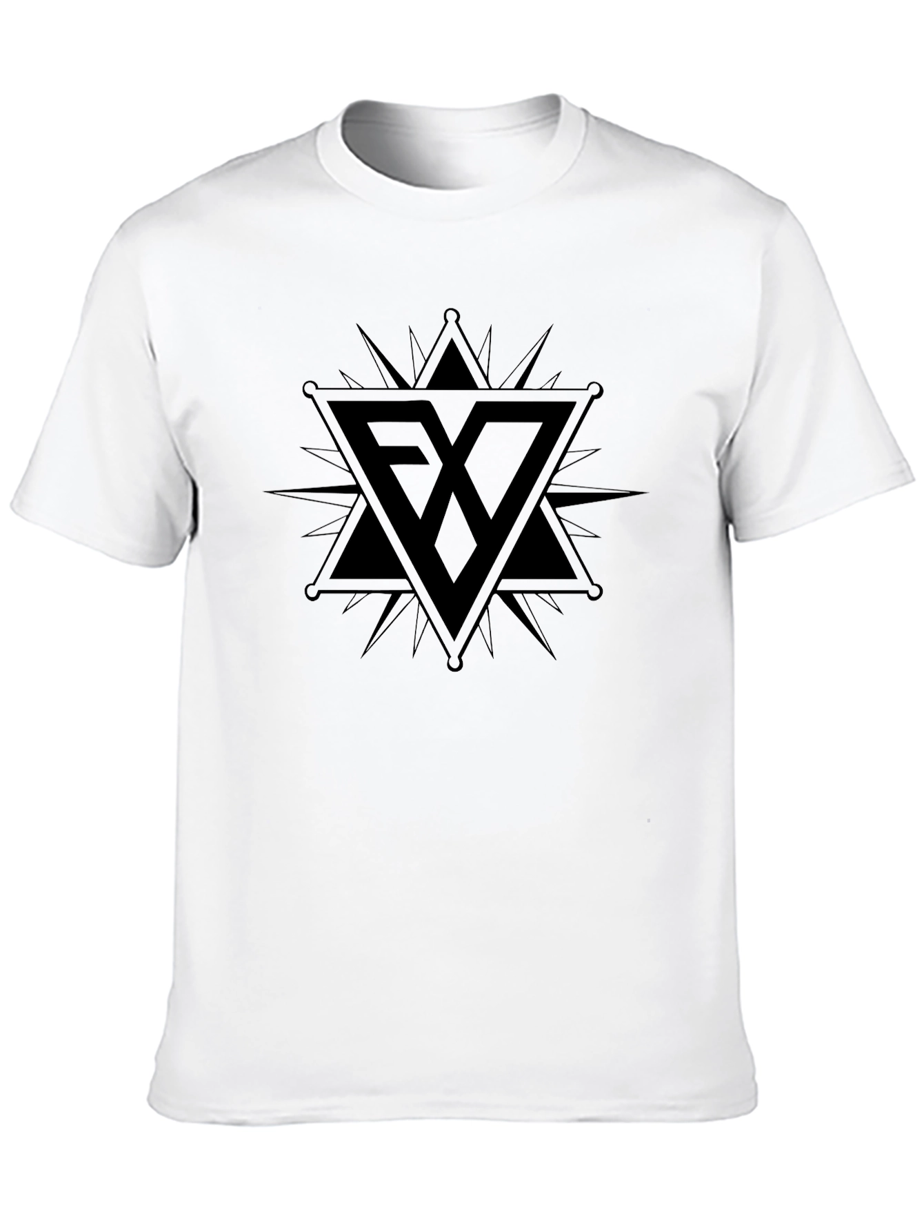 Edgy Black Graphic Tee - Star & Triangle Design
