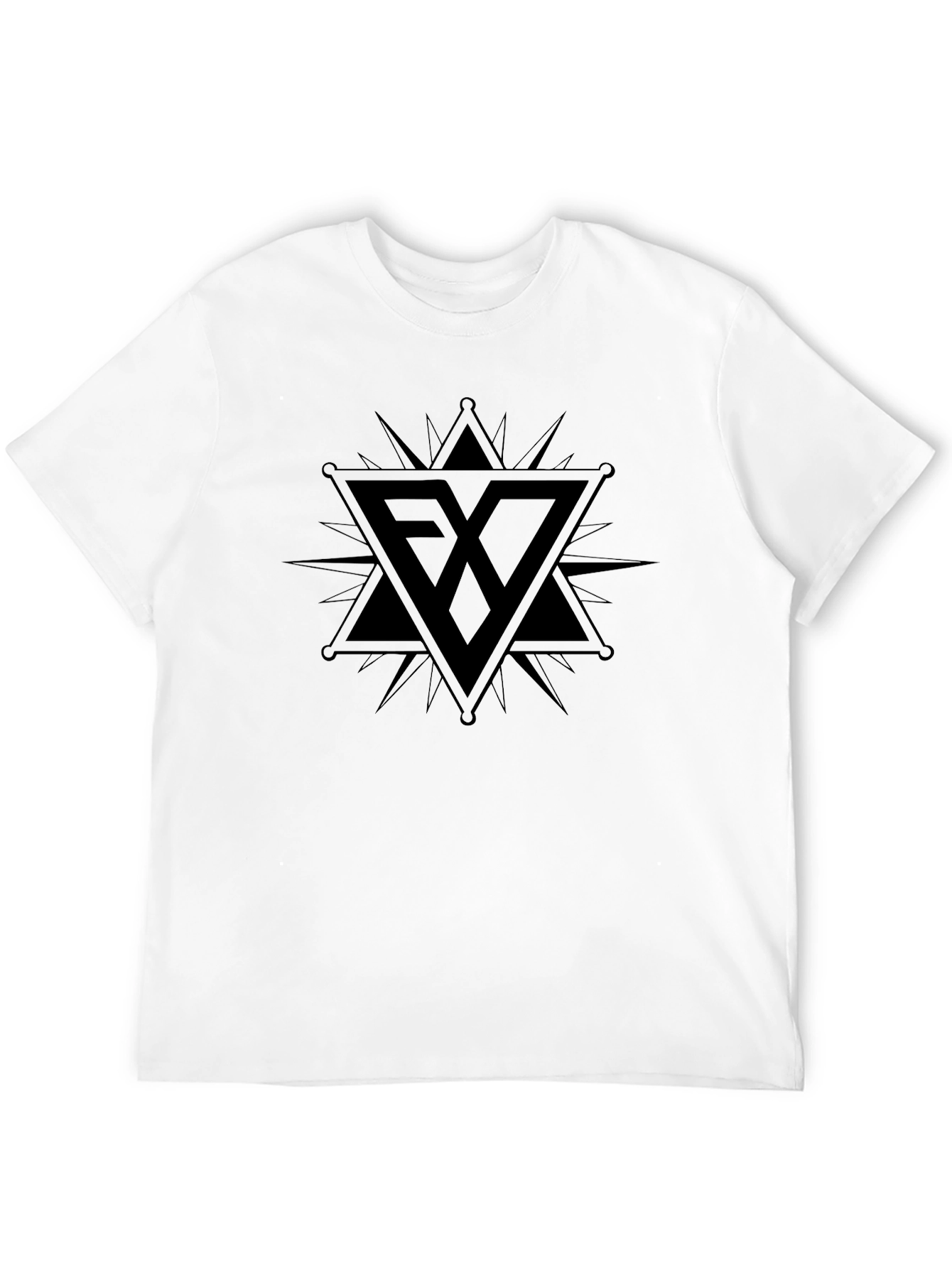 Edgy Black Graphic Tee - Star & Triangle Design