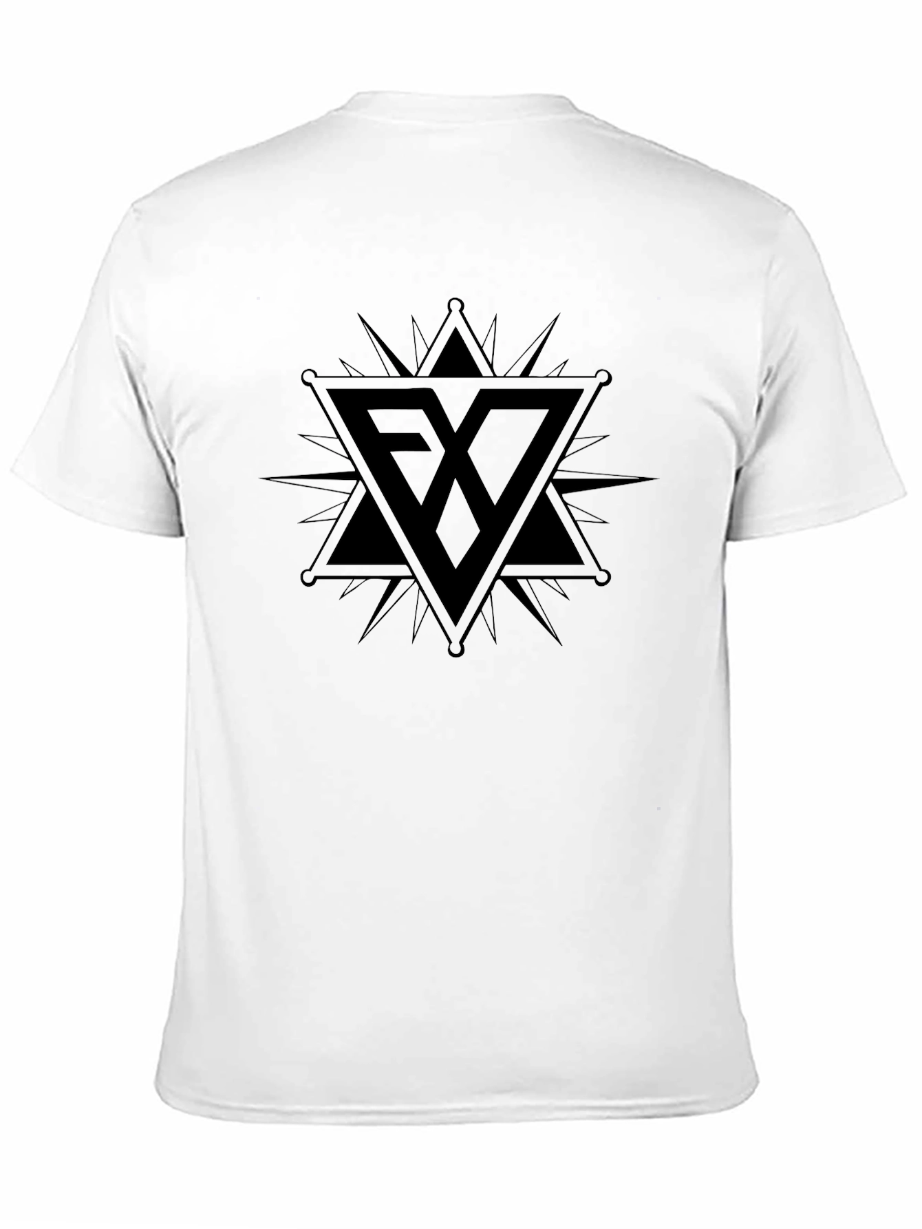 Edgy Black Graphic Tee - Star & Triangle Design